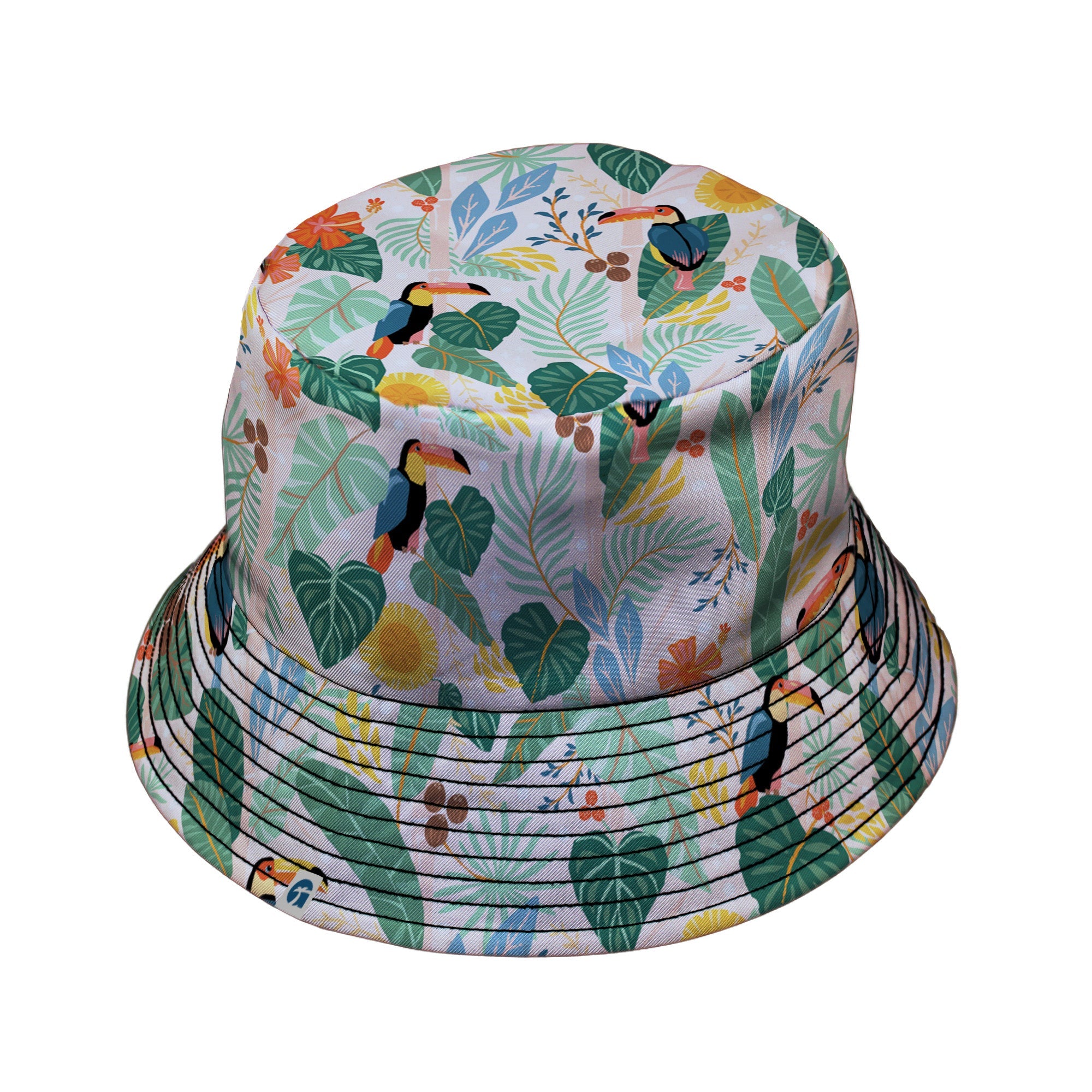 Toucan Tropica Bucket Hat Geek Nerd animal patterns botany print Design by Zirkus Design