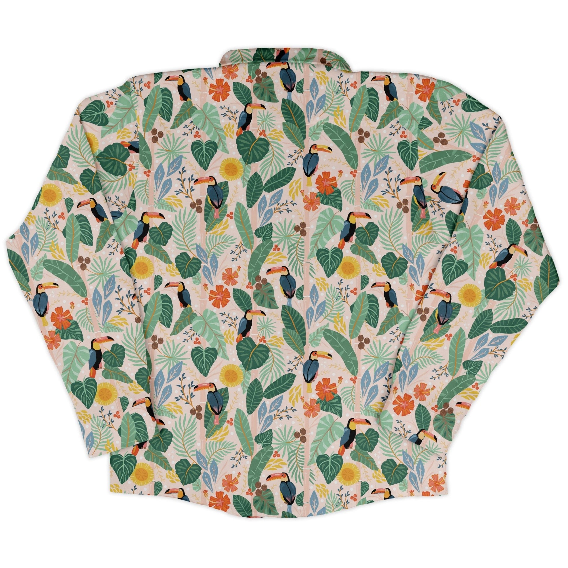 Toucan Tropica Long Sleeve Button Up Shirt Geek Nerd adult sizing animal patterns botany print