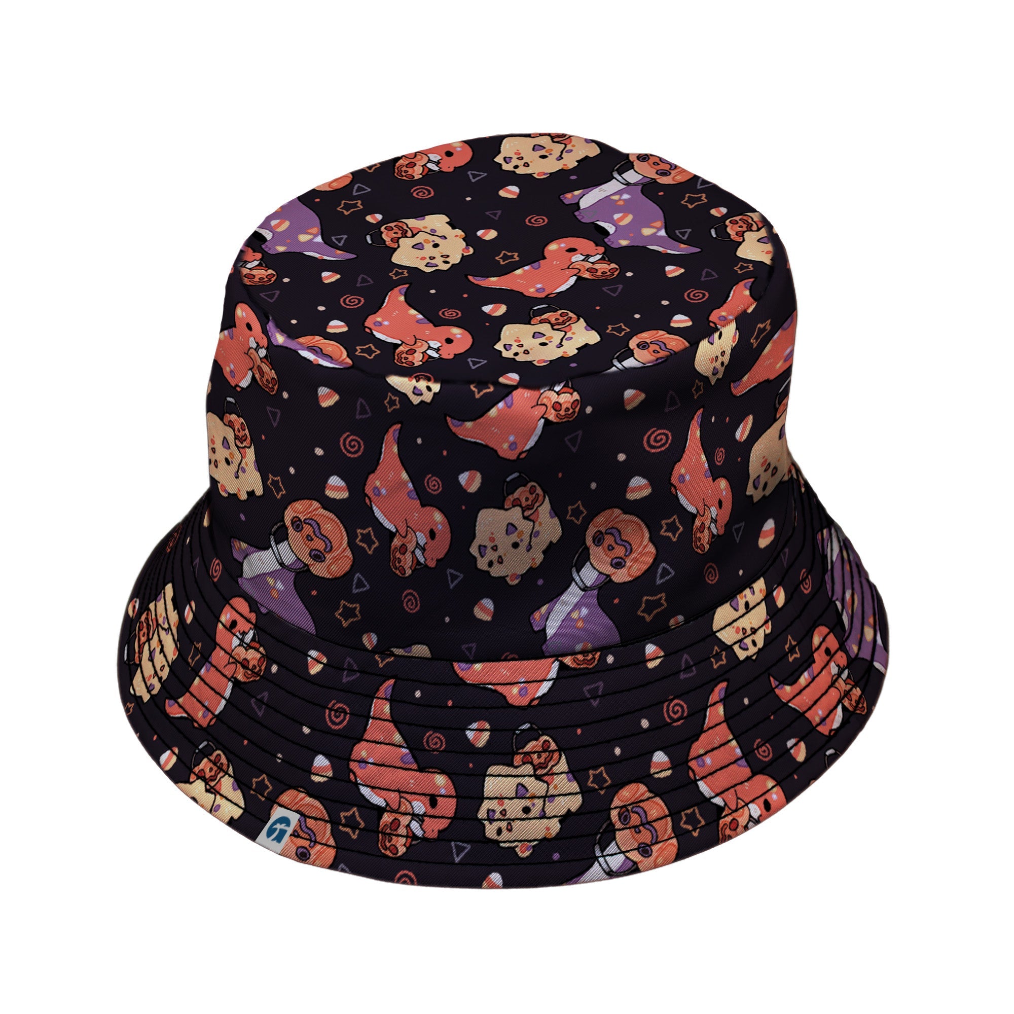 Trick or Treat Dinos Bucket Hat Geek Nerd 0925 Design by Ardi Tong dinosaur print
