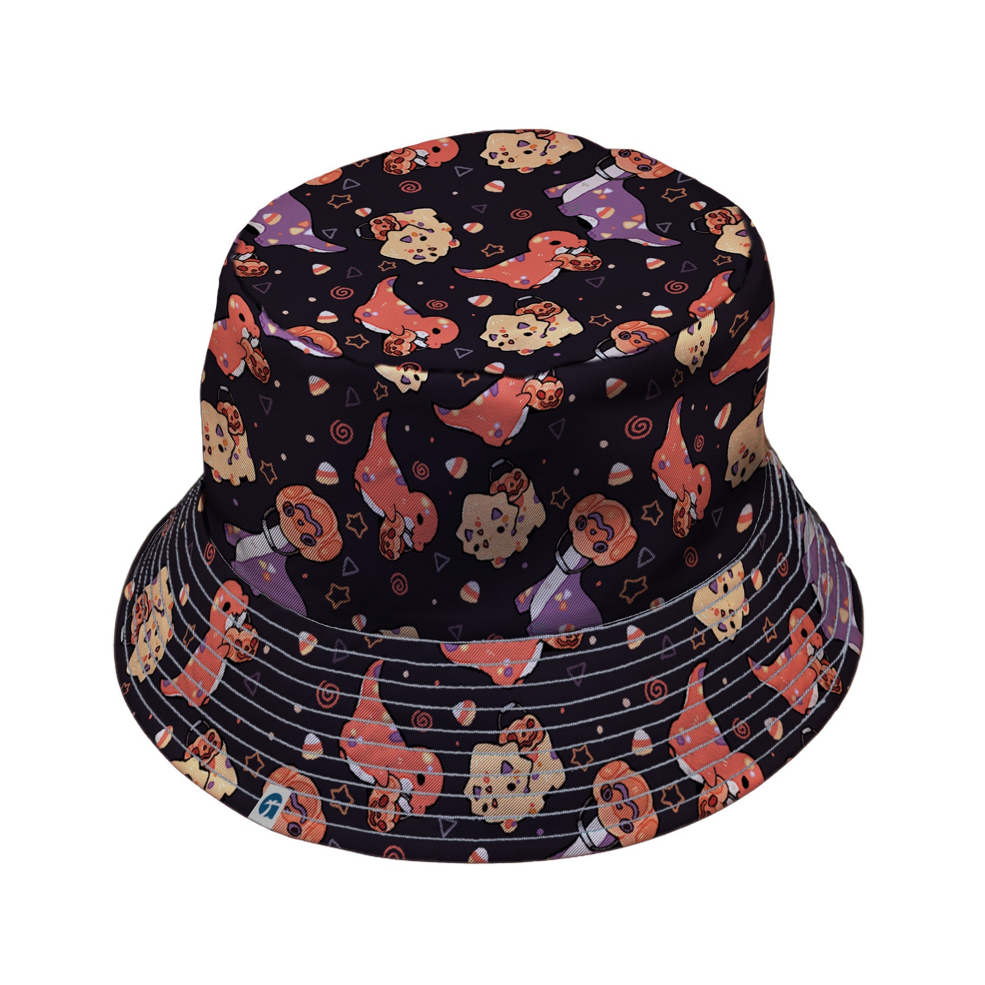 Trick or Treat Dinos Bucket Hat Geek Nerd 0925 Design by Ardi Tong dinosaur print