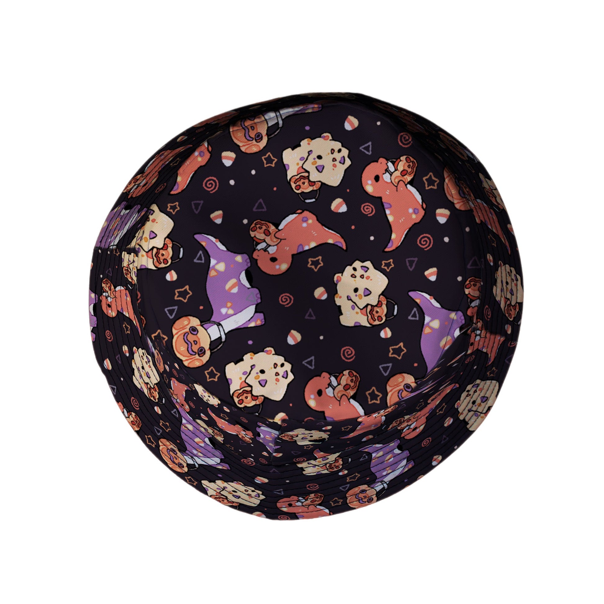 Trick or Treat Dinos Bucket Hat Geek Nerd 0925 Design by Ardi Tong dinosaur print