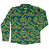 Tropical Video Game Pixels Long Sleeve Button Up Shirt Geek Nerd adult sizing Design by Dunking Toast FLOW DESC WRITING