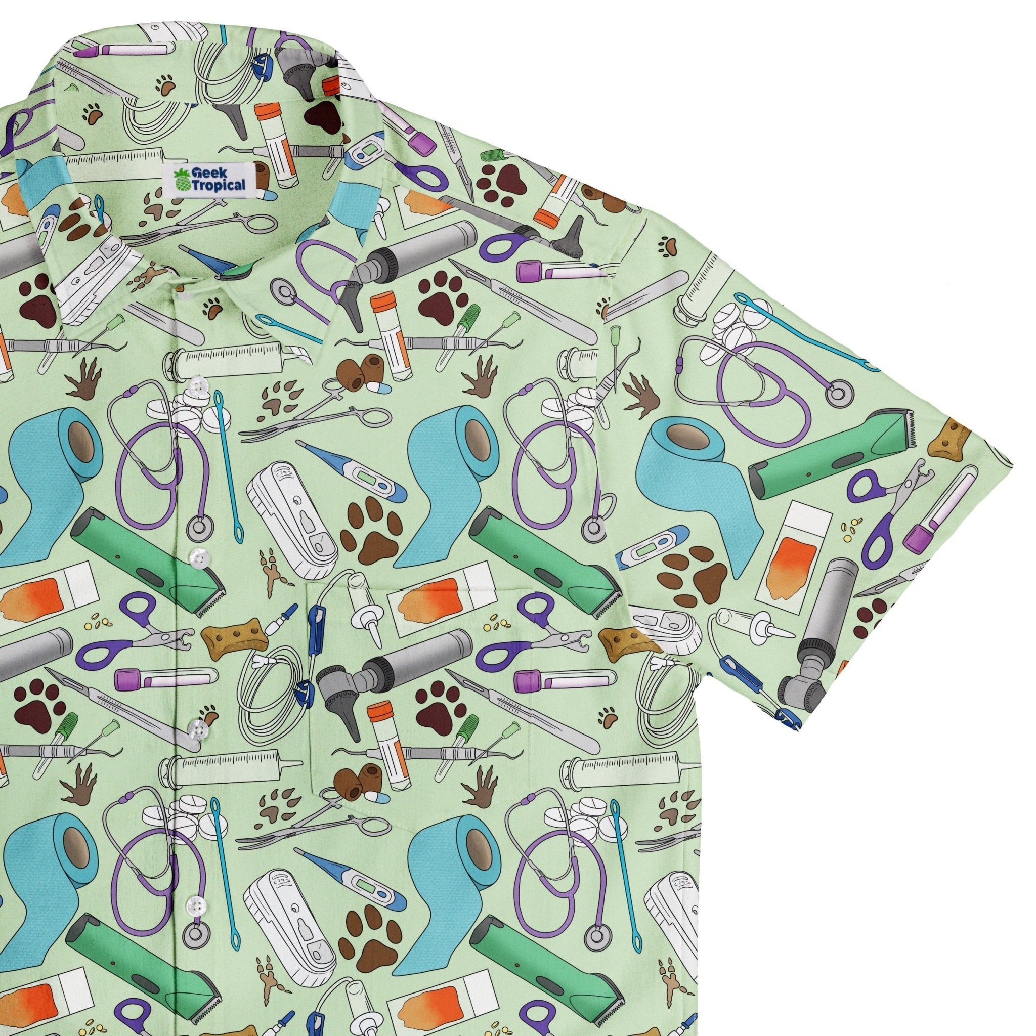 Vet Tech Button Up Shirt Geek Nerd 0925 adult sizing All Adult Button Up Shirts