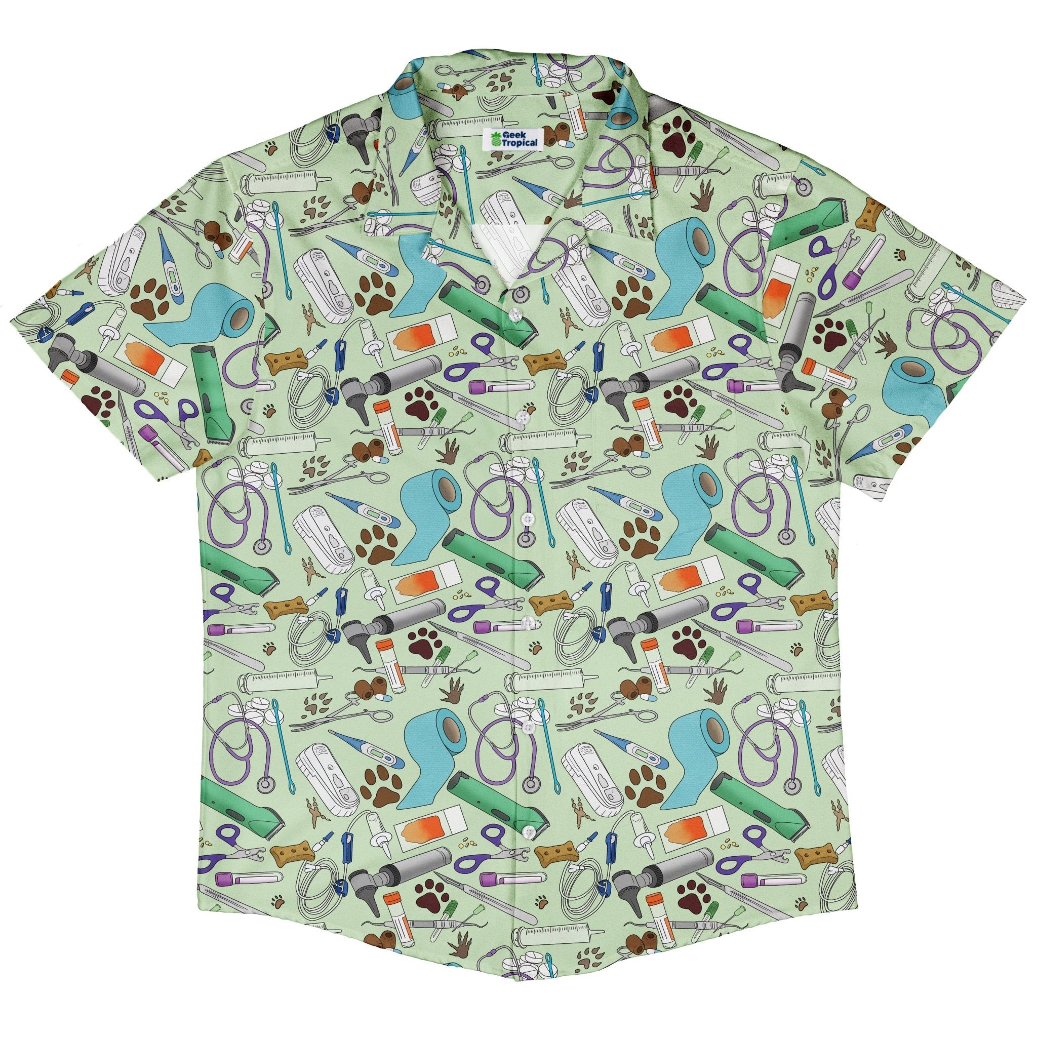 Vet Tech Button Up Shirt Geek Nerd 0925 adult sizing All Adult Button Up Shirts