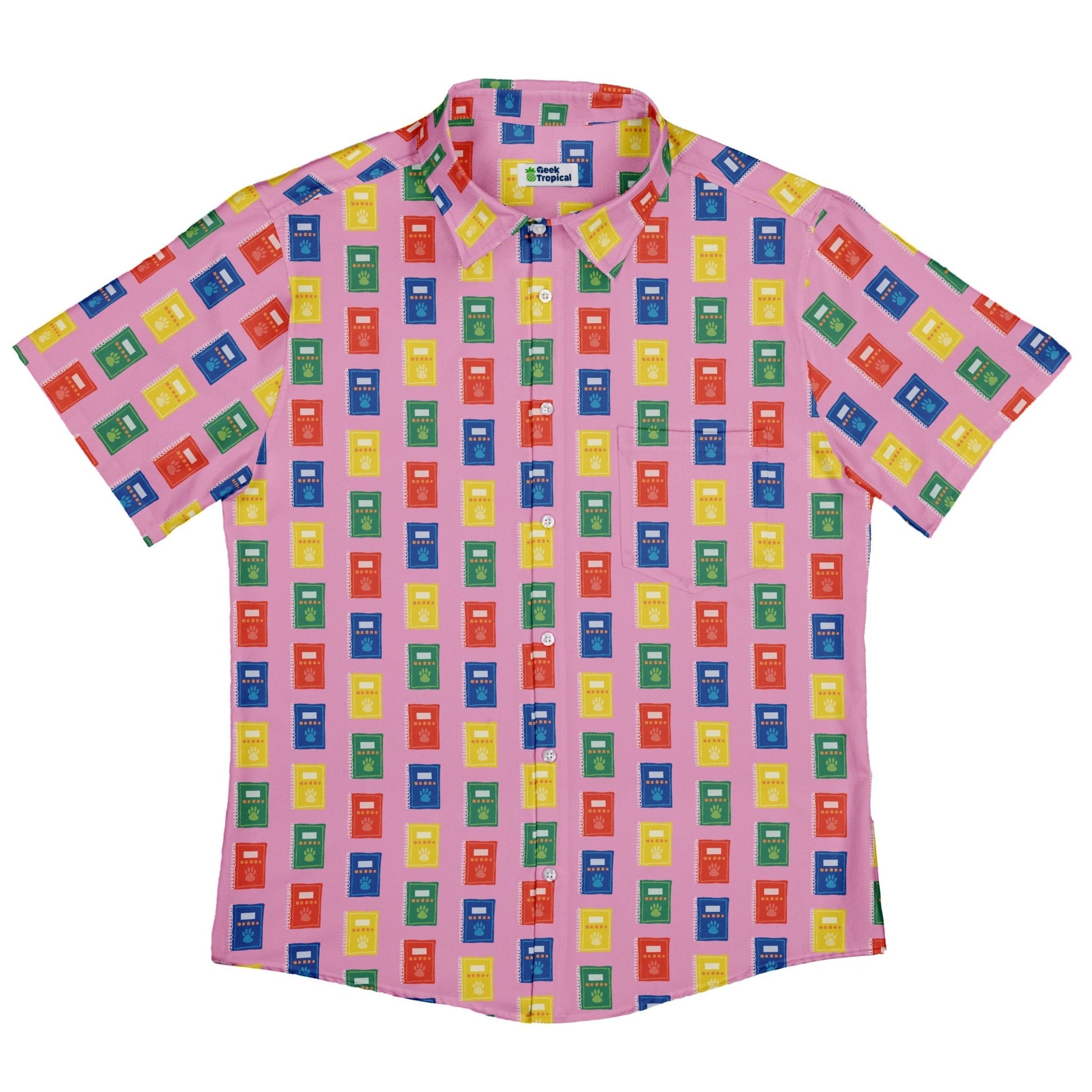 Vet Text Books Button Up Shirt Geek Nerd adult sizing animal patterns Design by Zirkus Design