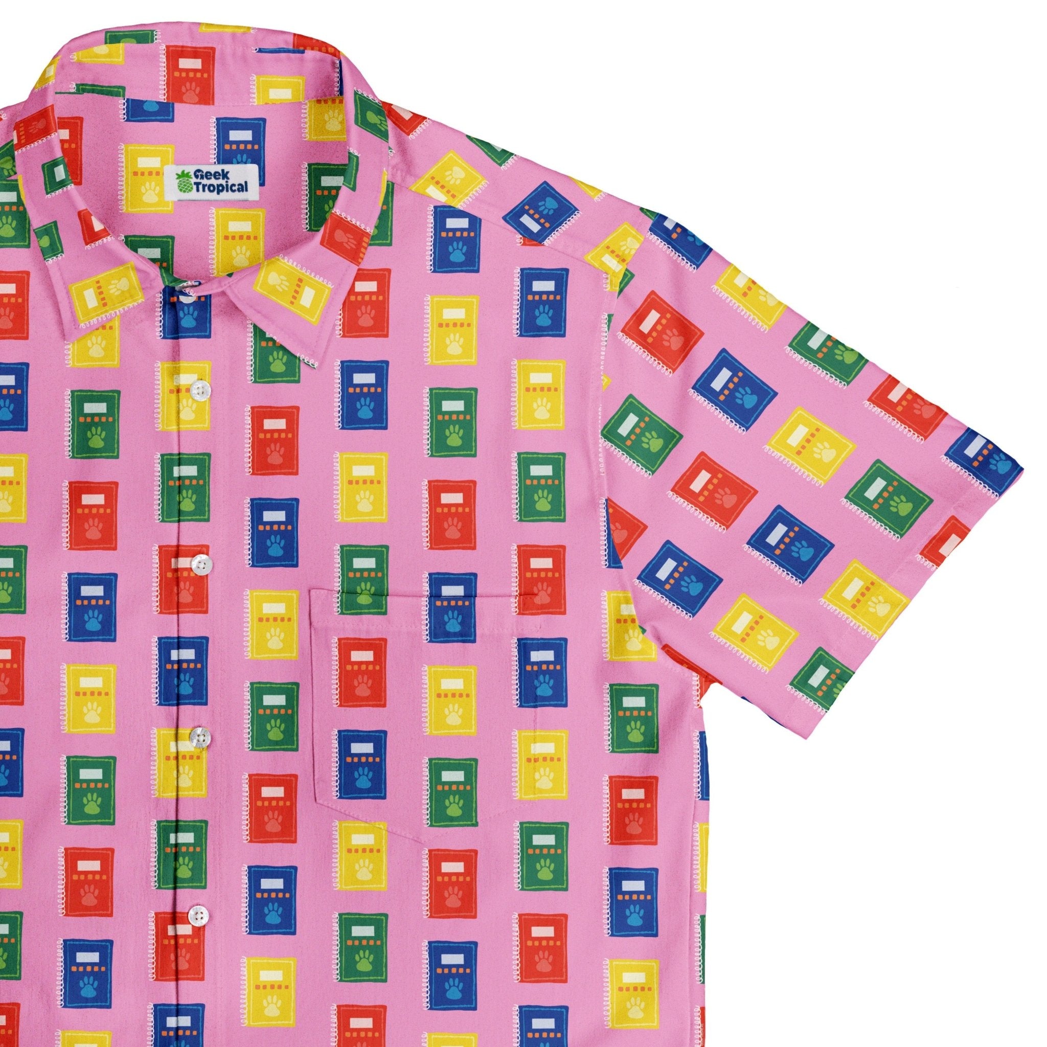 Vet Text Books Button Up Shirt Geek Nerd adult sizing animal patterns Design by Zirkus Design