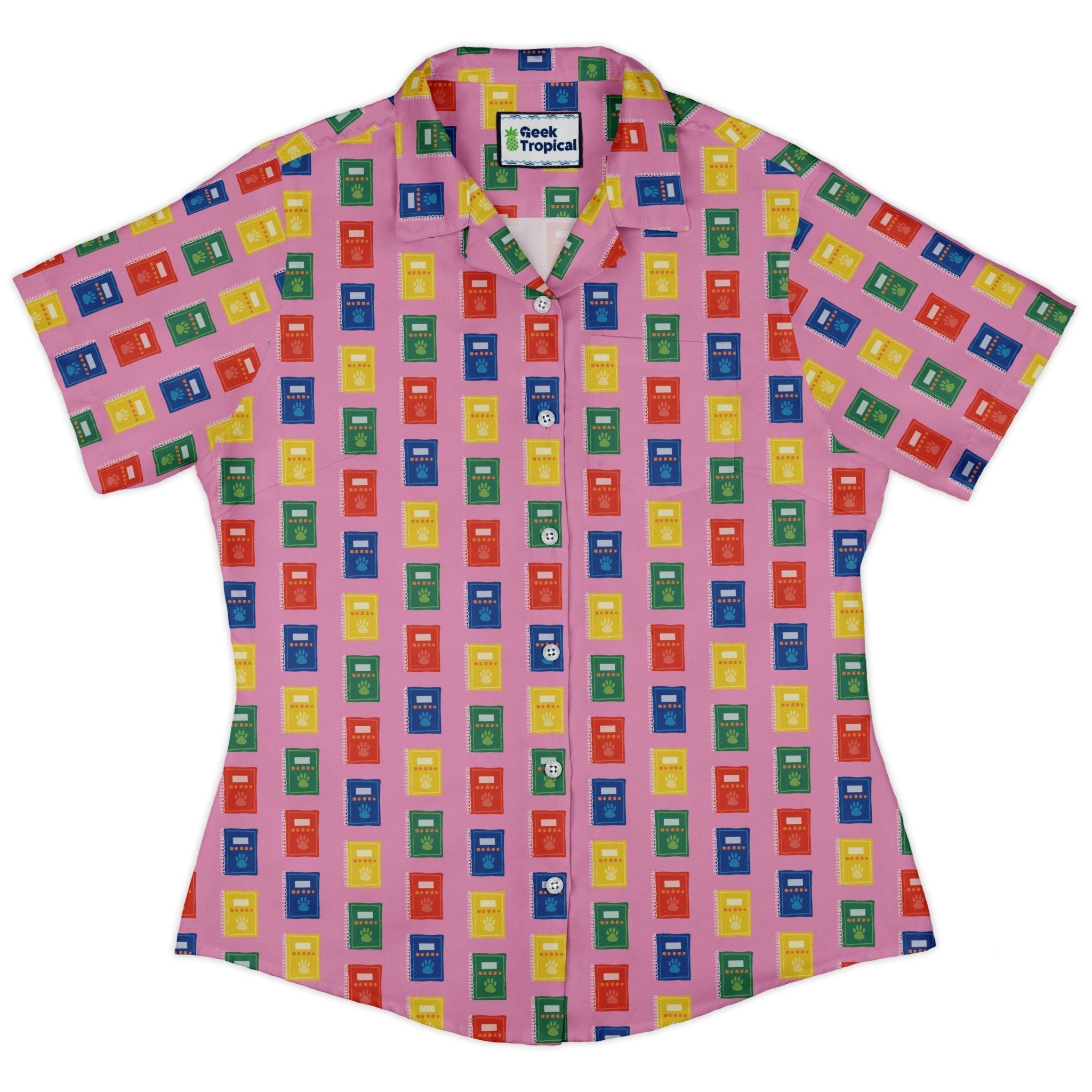 Vet Text Books Curvy Button Up Shirt Geek Nerd animal patterns Design by Zirkus Design q225