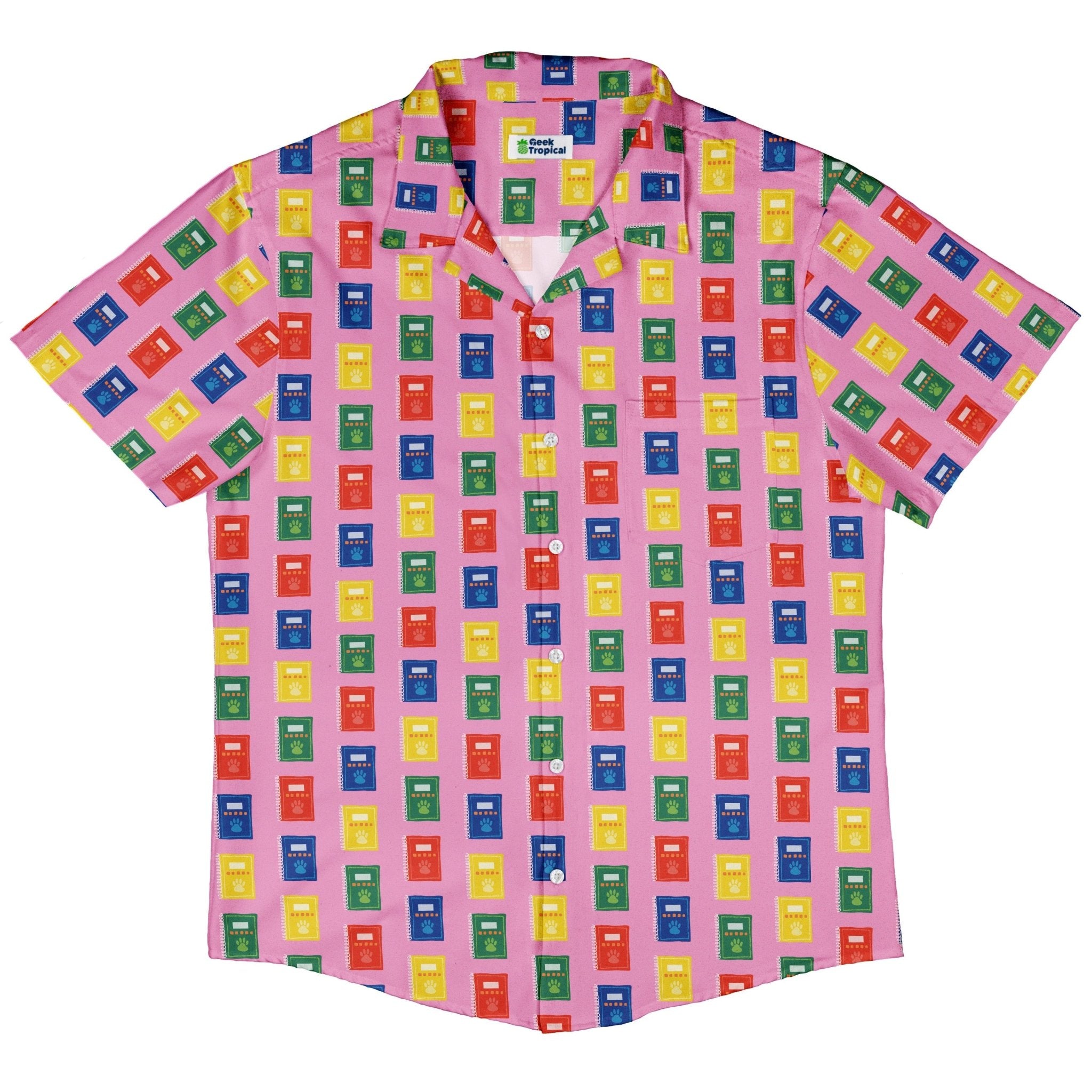 Vet Text Books Button Up Shirt Geek Nerd adult sizing animal patterns Design by Zirkus Design