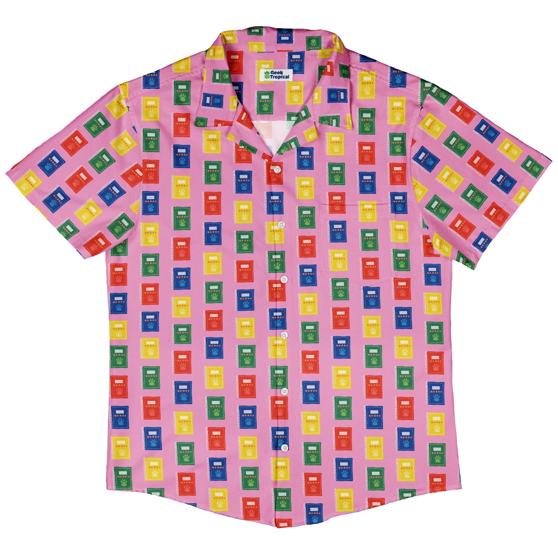 Vet Text Books Button Up Shirt Geek Nerd adult sizing animal patterns Design by Zirkus Design
