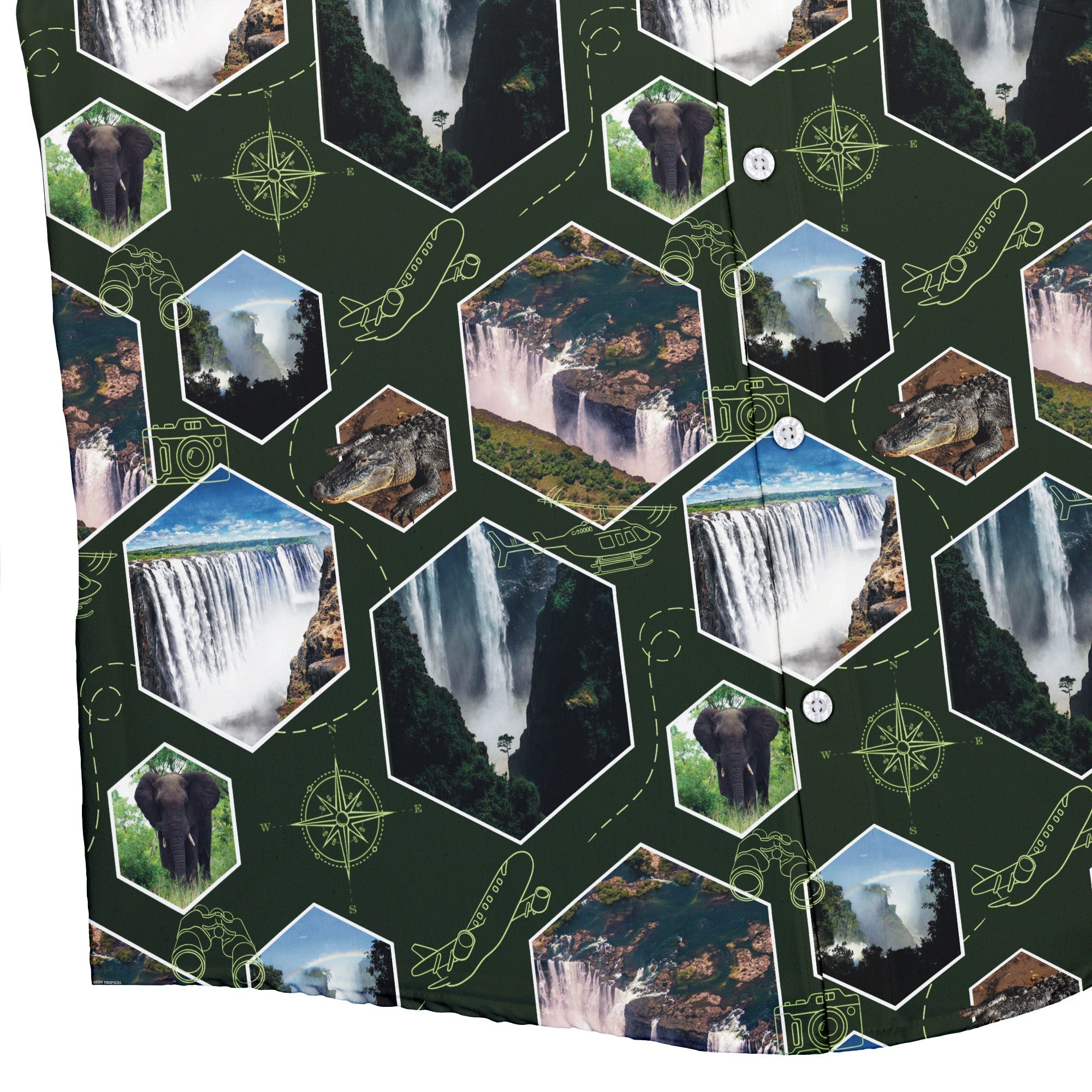 Victoria Falls Wonder Button Up Shirt Geek Nerd 0925 adult sizing All Adult Button Up Shirts