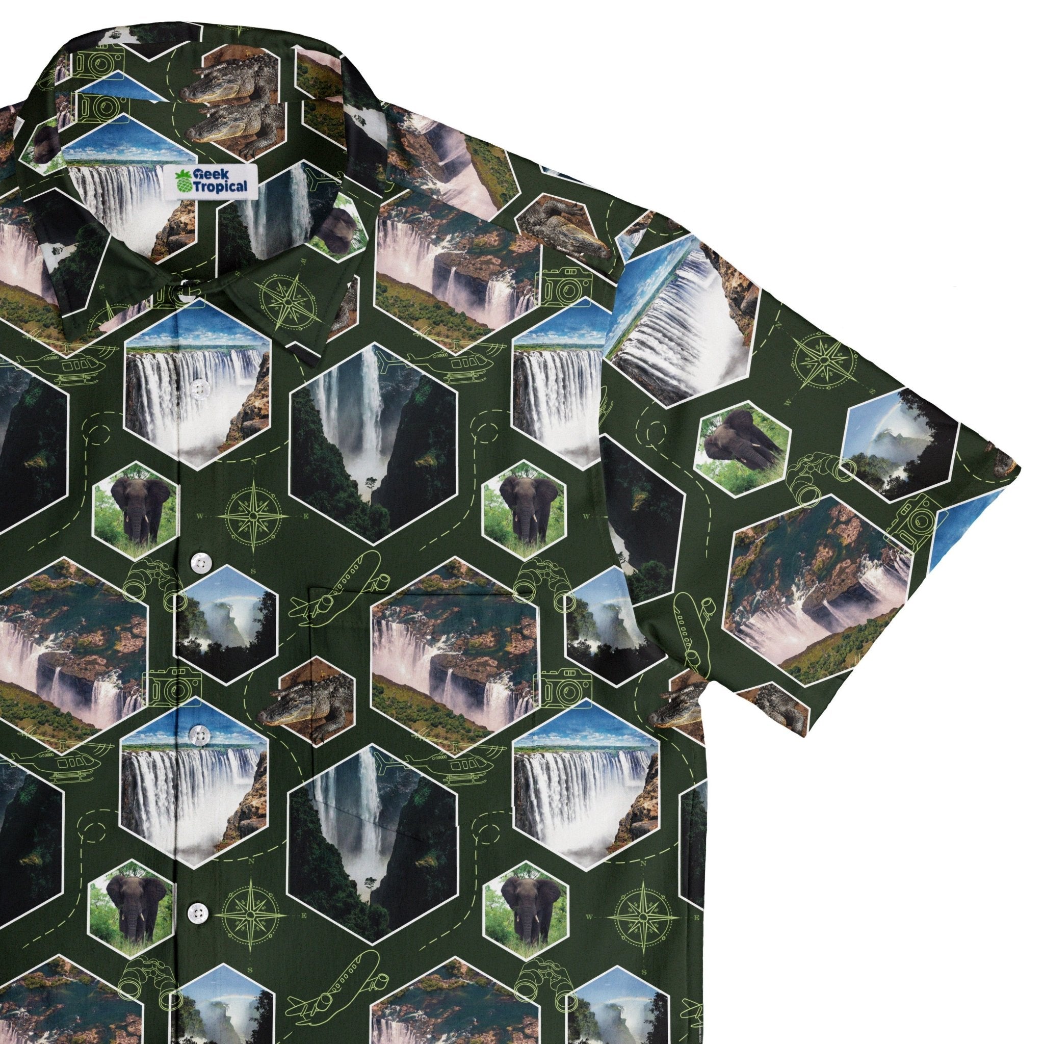 Victoria Falls Wonder Button Up Shirt Geek Nerd 0925 adult sizing All Adult Button Up Shirts