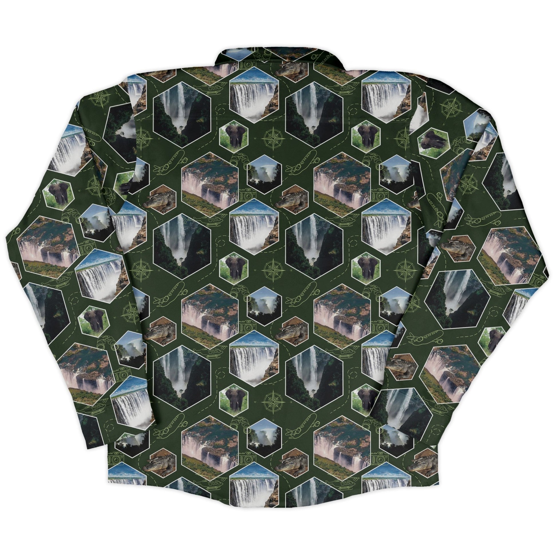 Victoria Falls Wonder Long Sleeve Button Up Shirt Geek Nerd 0925 adult sizing All Adult Button Up Shirts