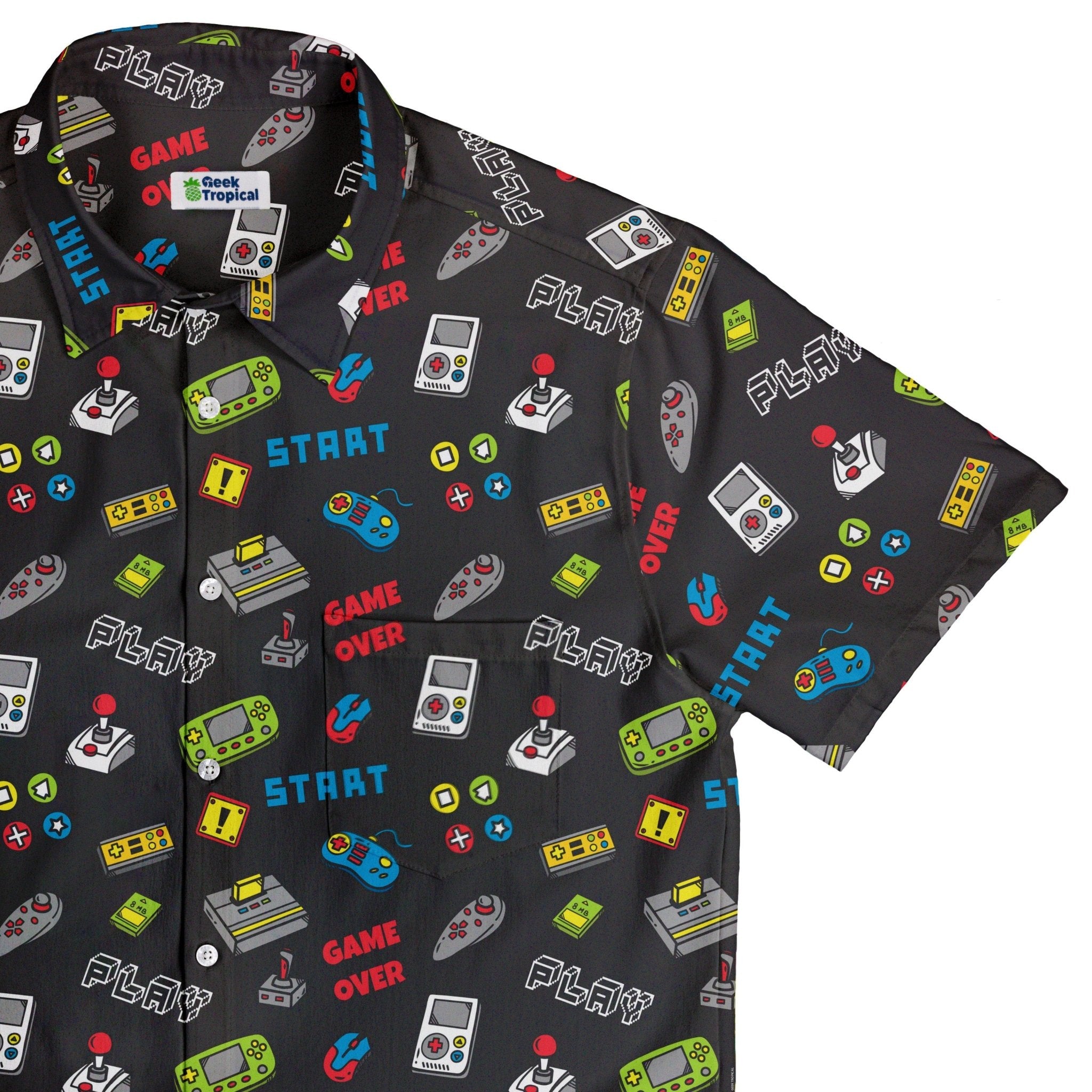 Video Gamer Black Video Game Button Up Shirt - Main Image