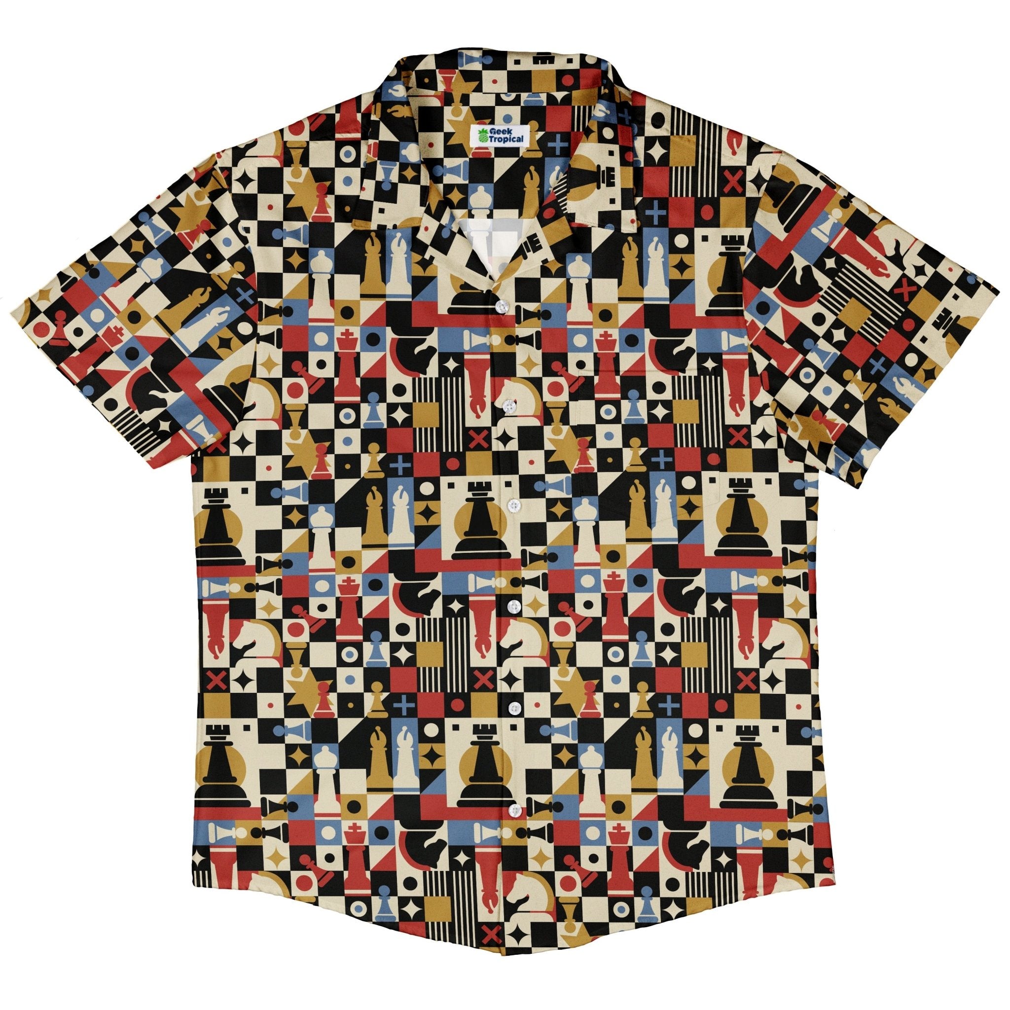 Vintage Chess Art Button Up Shirt Geek Nerd 0925 adult sizing All Adult Button Up Shirts