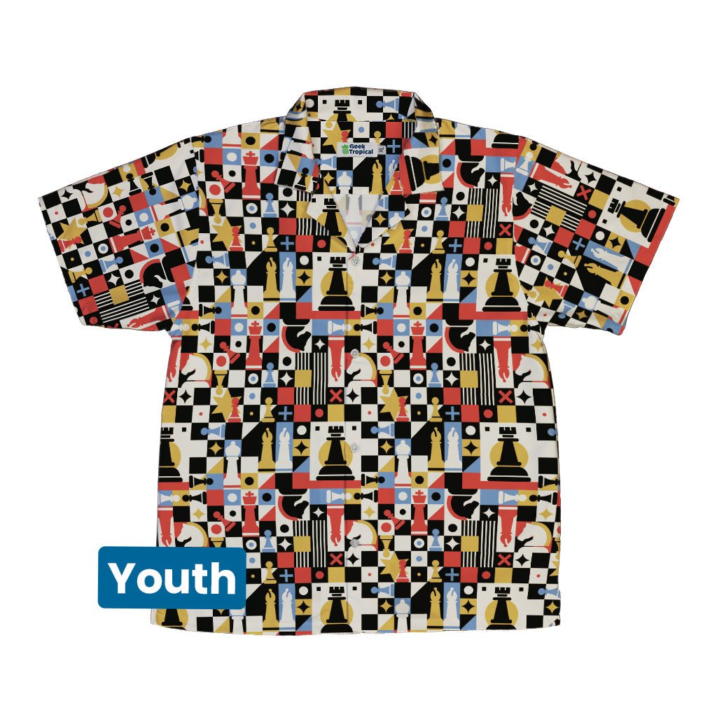 Vintage Chess Art Youth Hawaiian Shirt Geek Nerd 0925 board game print Design by Tobe Fonseca