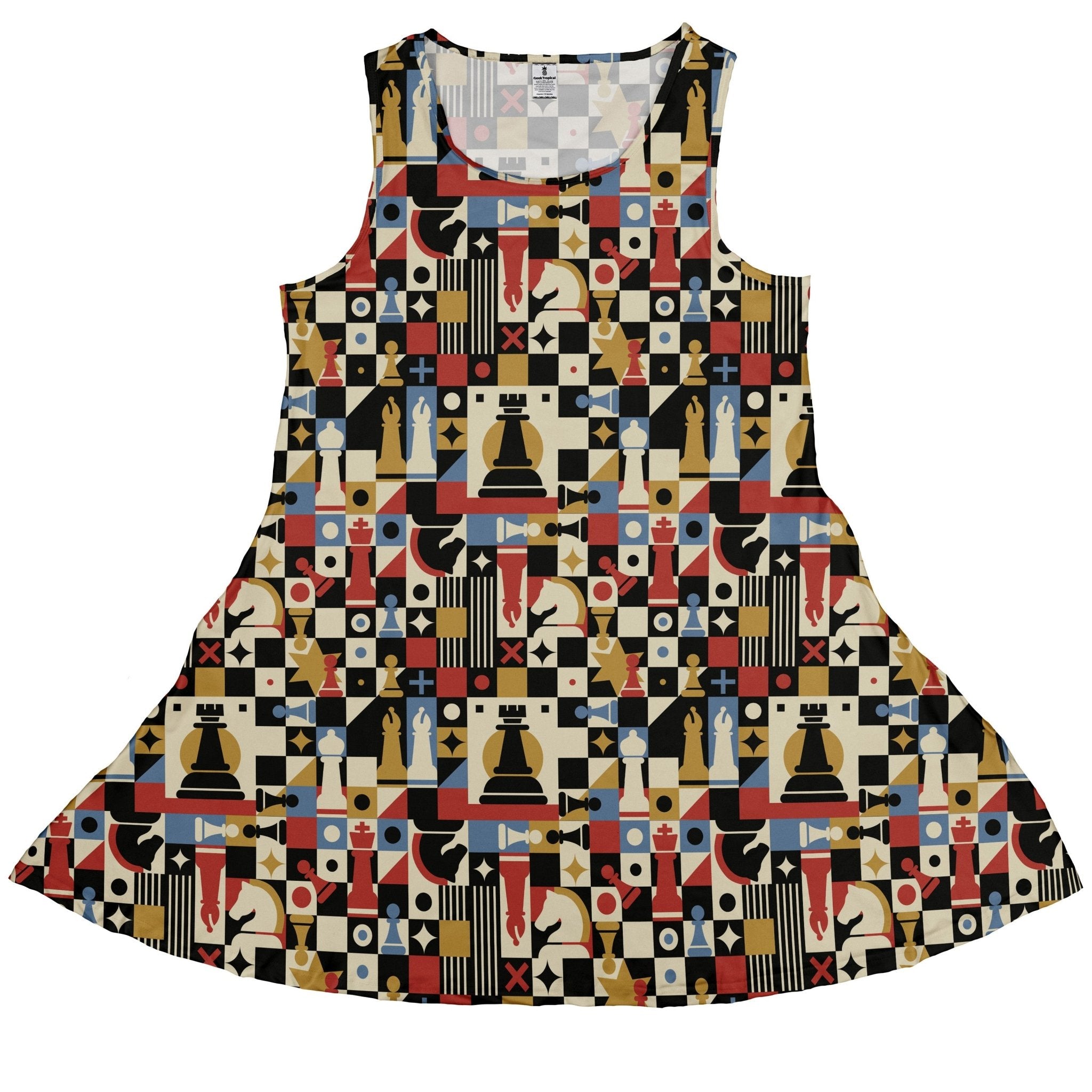 Vintage Chess Art Dress Geek Nerd 0925 board game print Design by Tobe Fonseca
