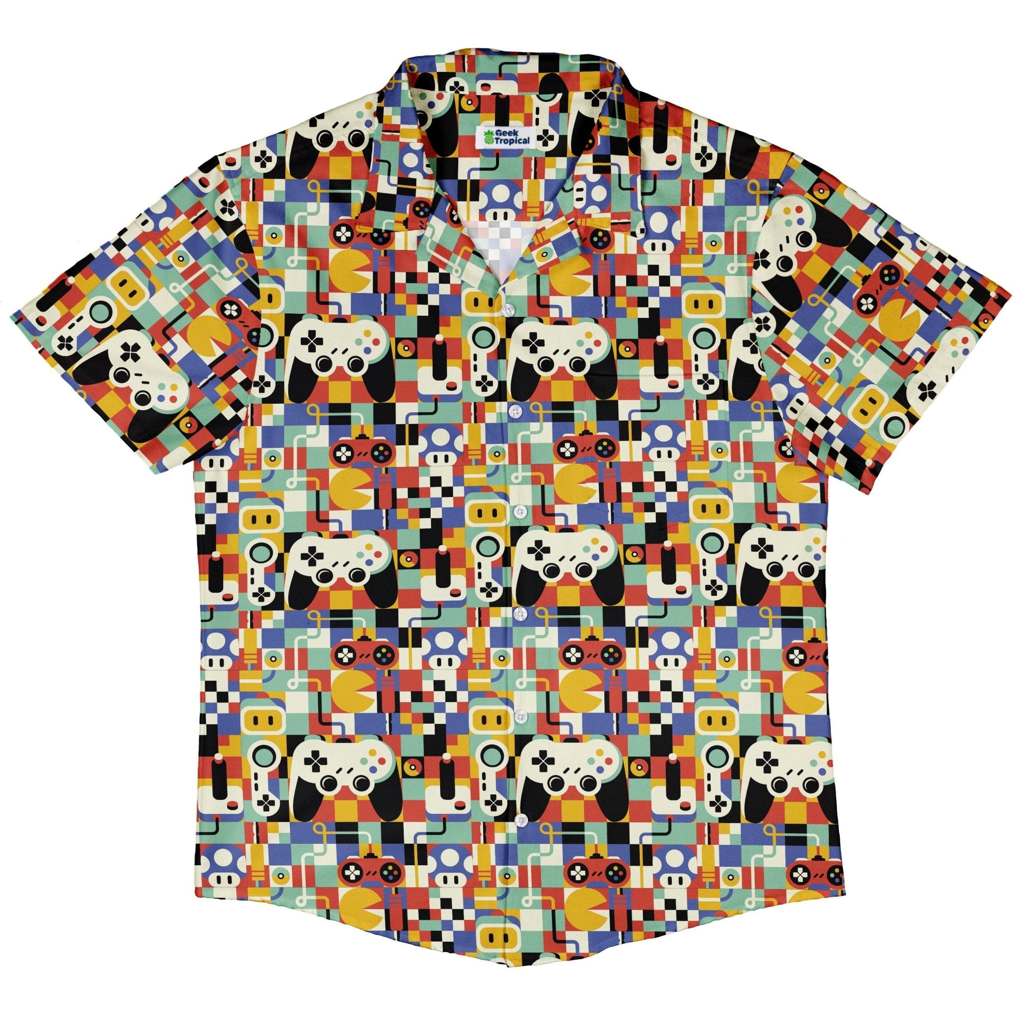 Vintage Gamer Art Button Up Shirt Geek Nerd 0925 adult sizing All Adult Button Up Shirts