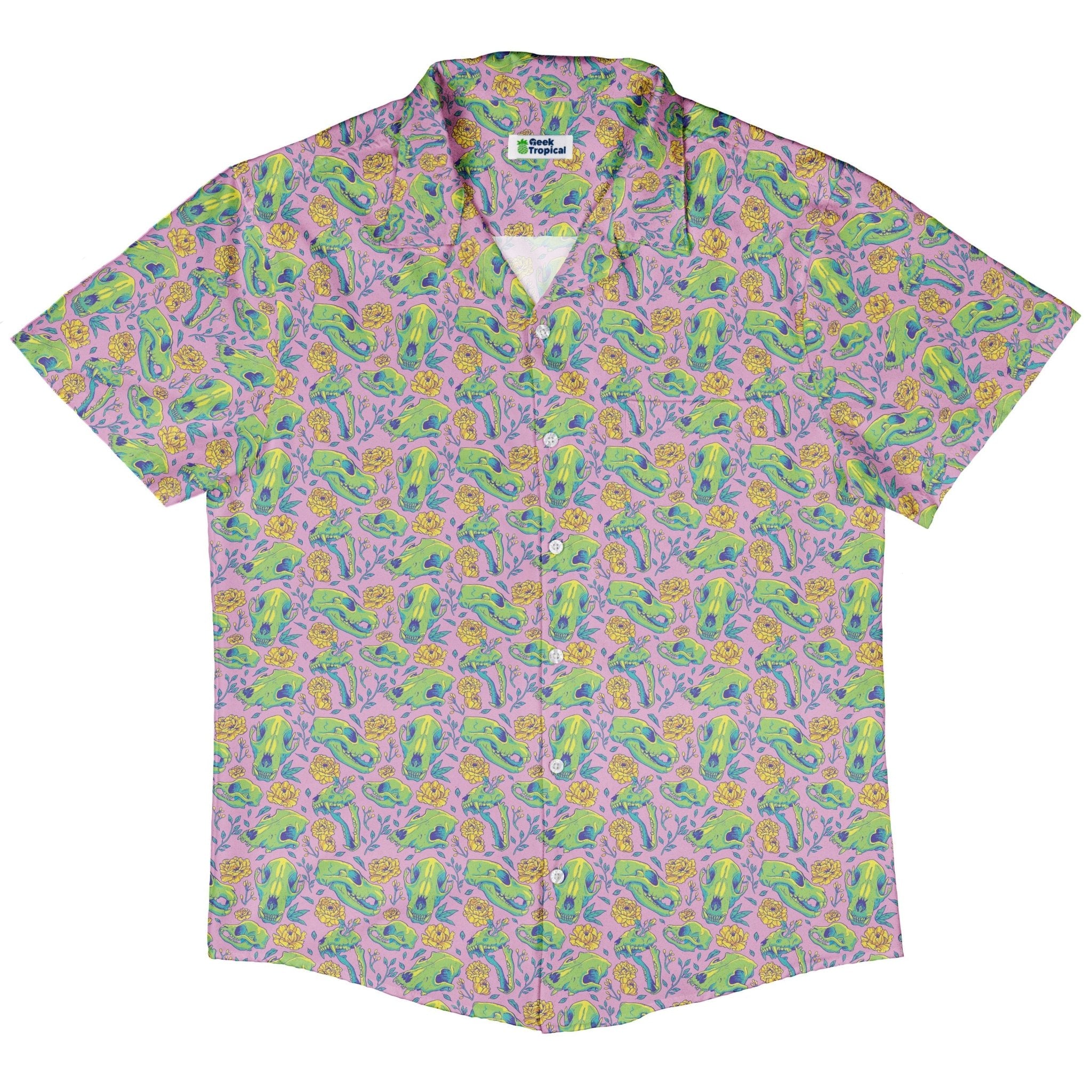 Wildfang Flora Pink Button Up Shirt Geek Nerd adult sizing animal patterns botany print