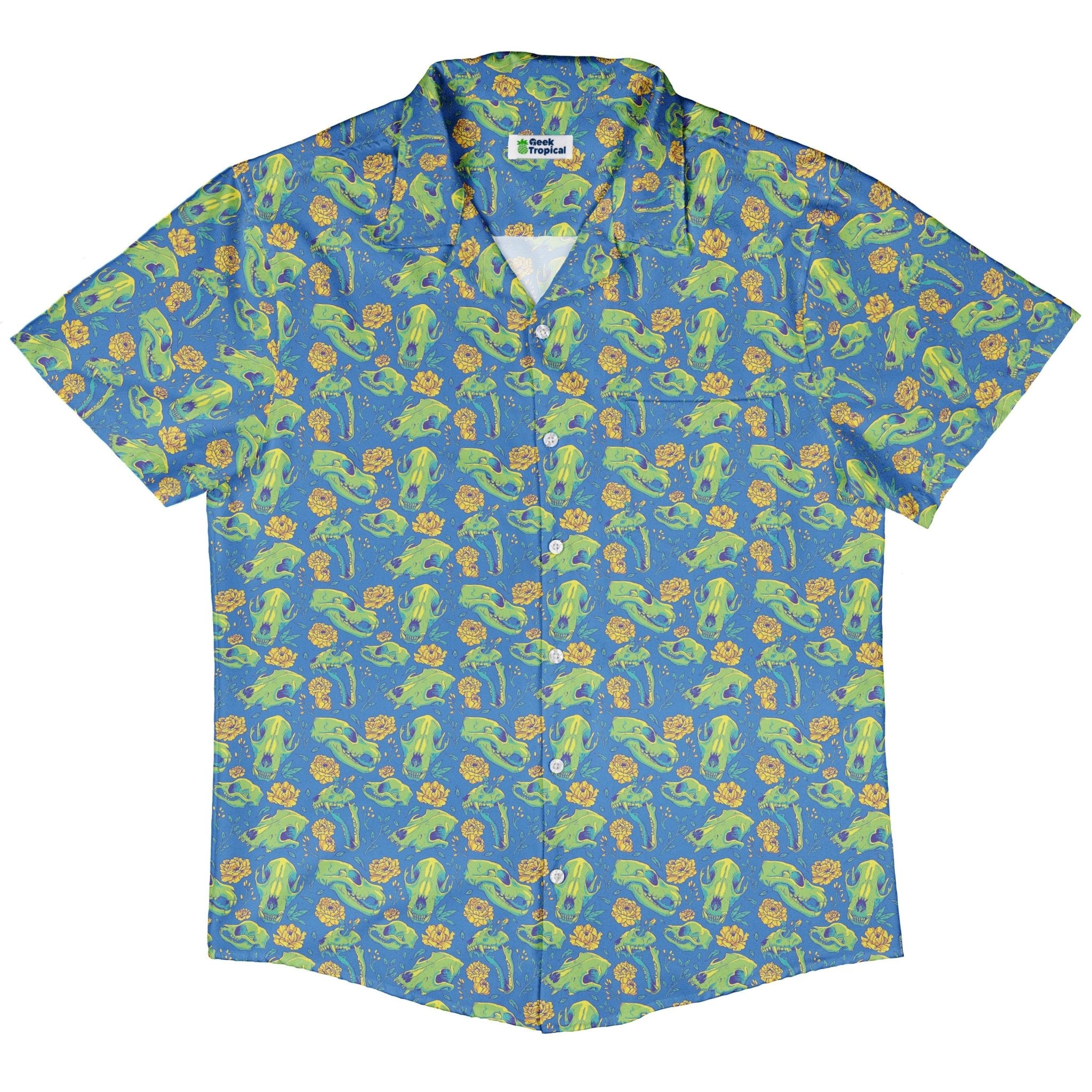 Wildfang Flora Blue Button Up Shirt Geek Nerd adult sizing animal patterns botany print