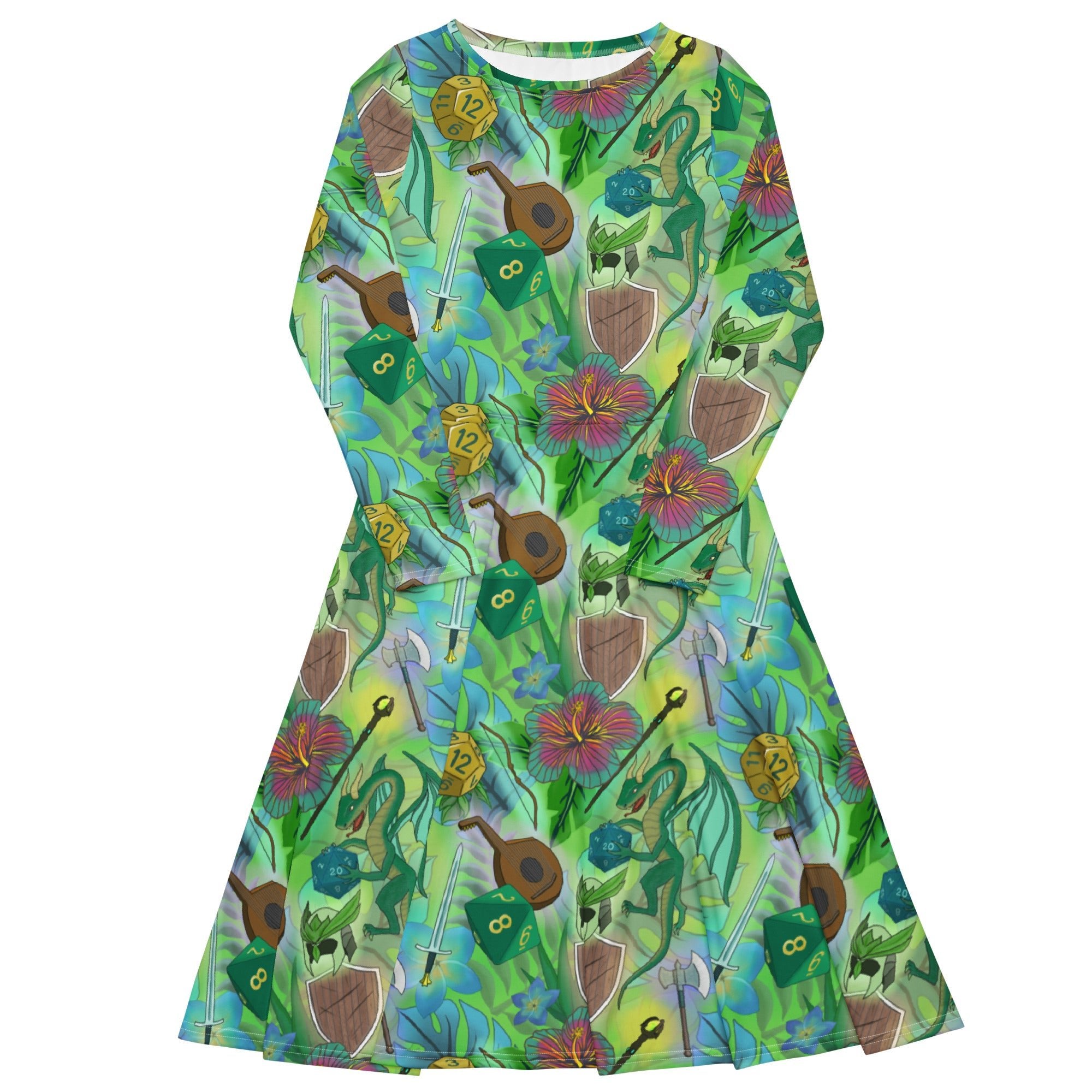 Green Dragon Encounter Dnd Long Sleeve Midi Dress