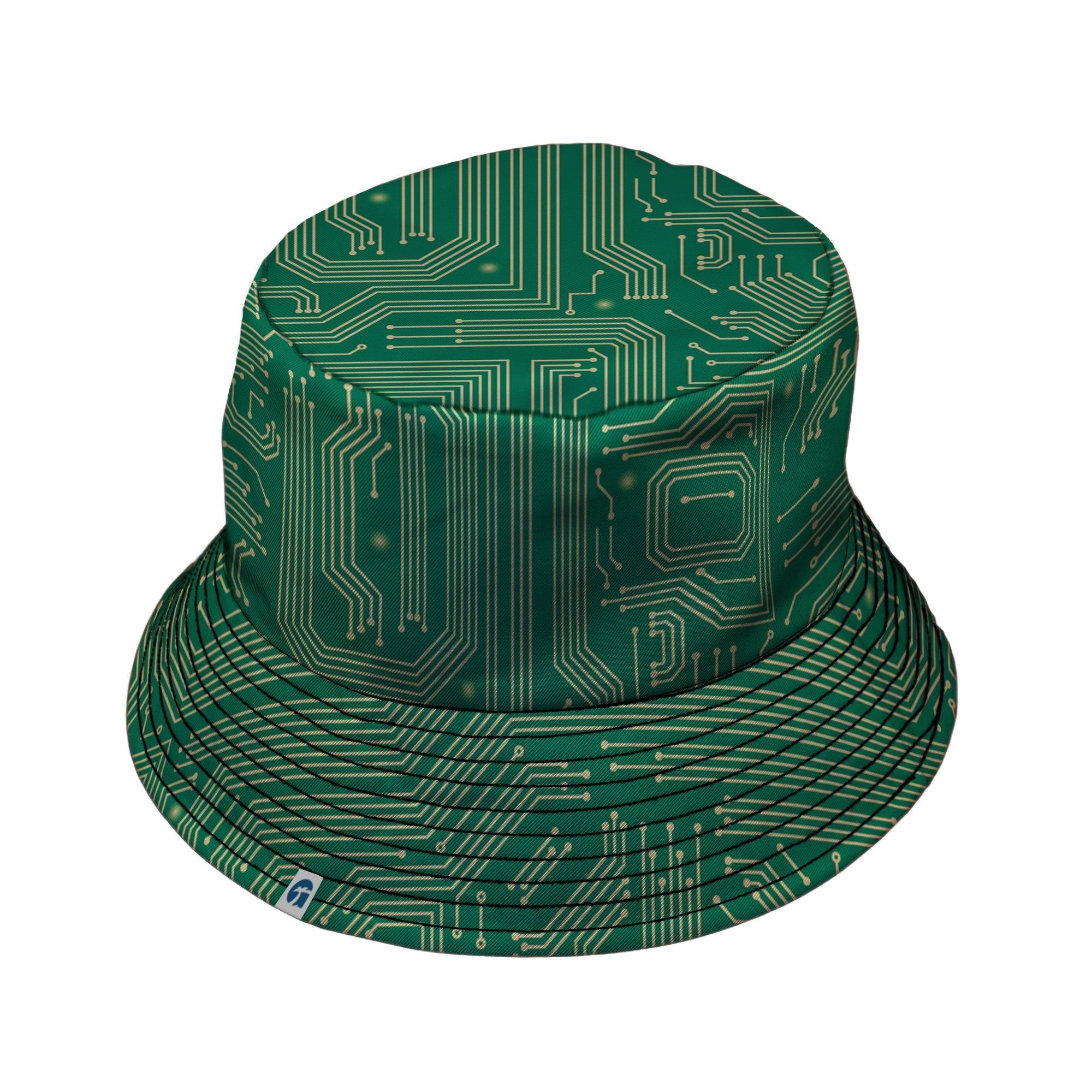 computer circuit board yellow green Bucket Hat Geek Nerd 0925 computer print FLOW DESC WRITING