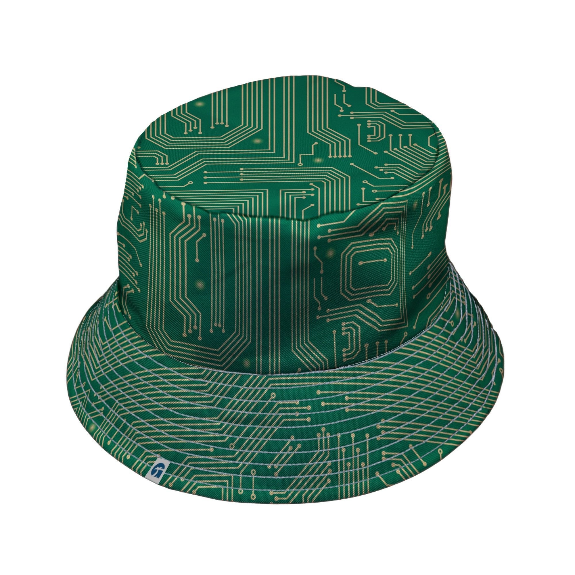computer circuit board yellow green Bucket Hat Geek Nerd 0925 computer print FLOW DESC WRITING