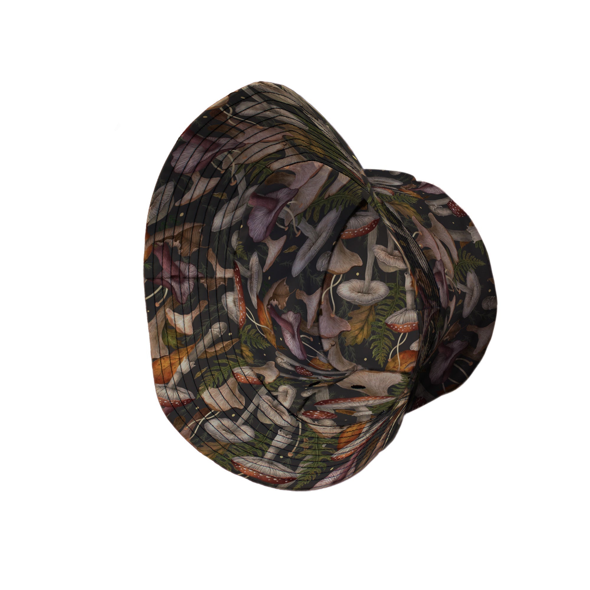 Episodic Autumn Mushroom Collage Bucket Hat - M - Grey Stitching - -