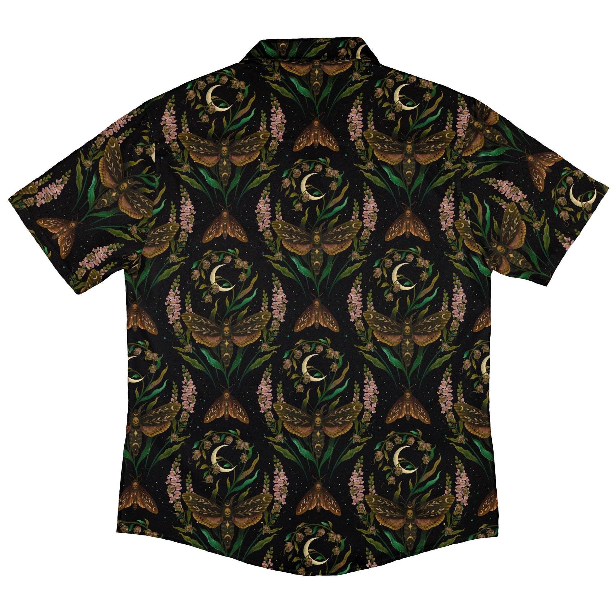 Episodic Death Moth Flow Button Up Shirt - XS - Hawaiian Shirt - No Pocket -