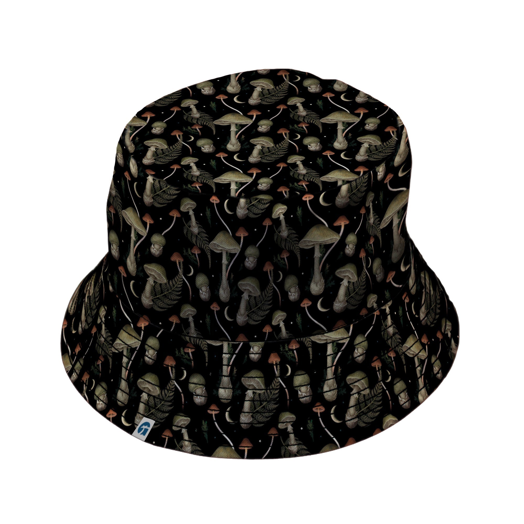 Episodic Mushroom Green Black Bucket Hat - M - Black Stitching - -