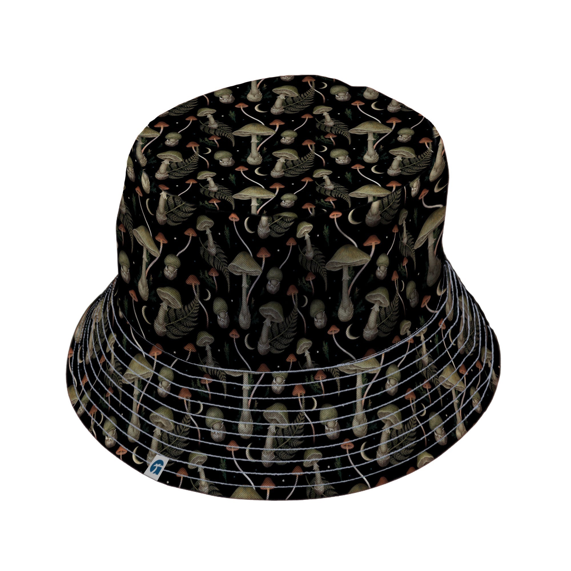 Episodic Mushroom Green Black Bucket Hat - M - Grey Stitching - -