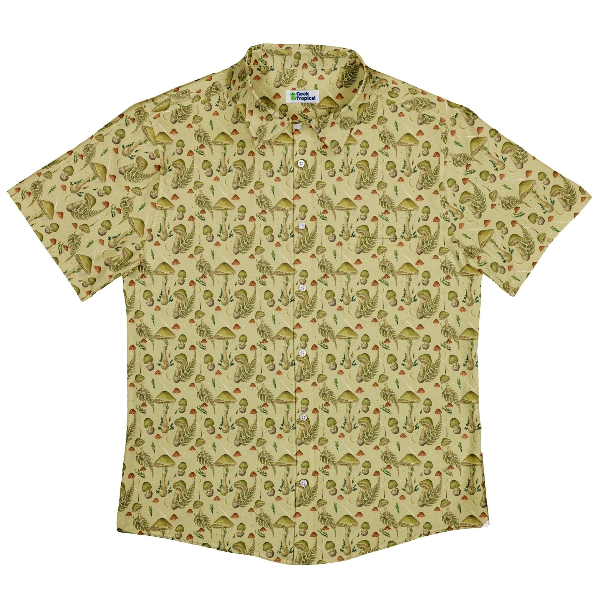 Episodic Mushroom Green Button Up Shirt - XS - Button Down Shirt - No Pocket -