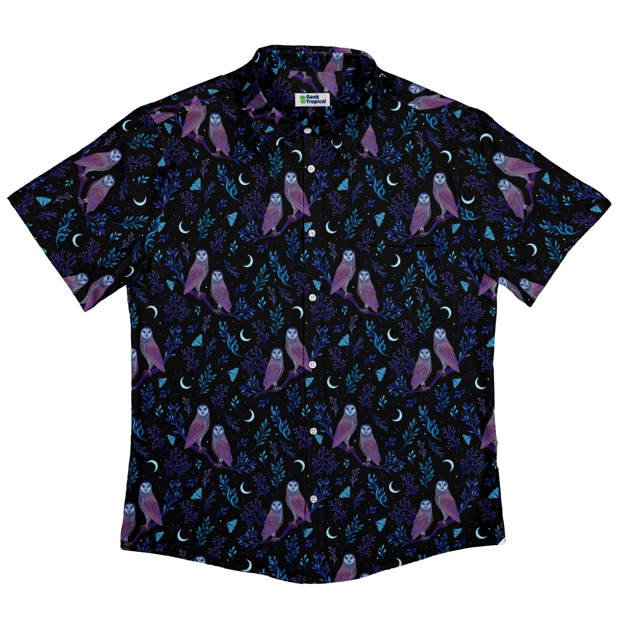 Episodic Owl Floral Button Up Shirt - XS - Button Down Shirt - No Pocket -