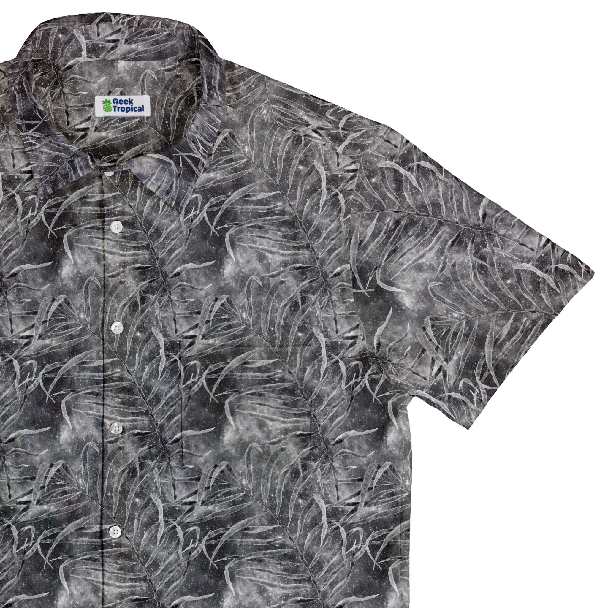 Grey Hawaiian Space Button Up Shirt - adult sizing - outer space & astronaut print - Tropical Hawaiian Patterns