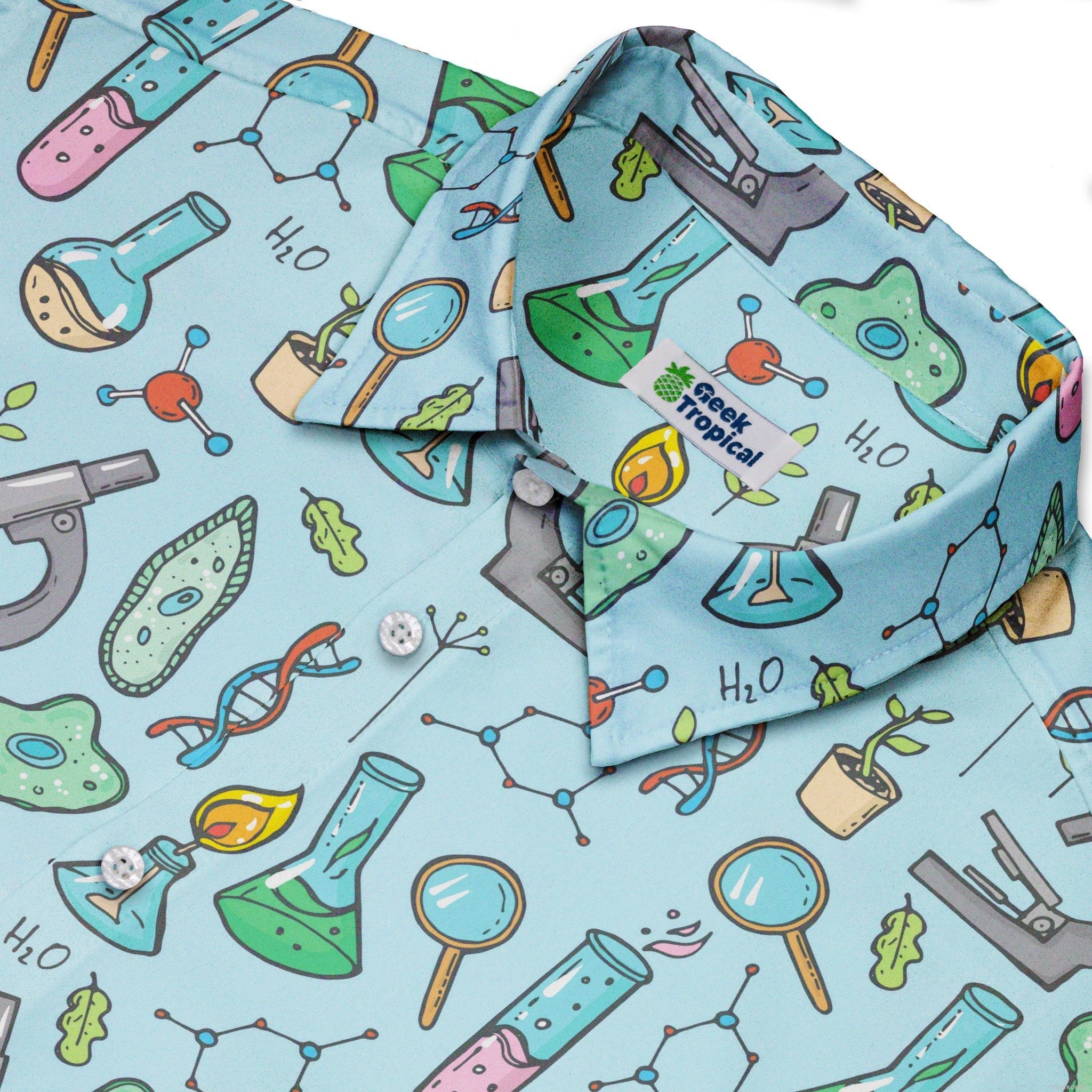 Science Bioengineer Germanation Sky Blue Button Up Shirt - adult sizing - science print -