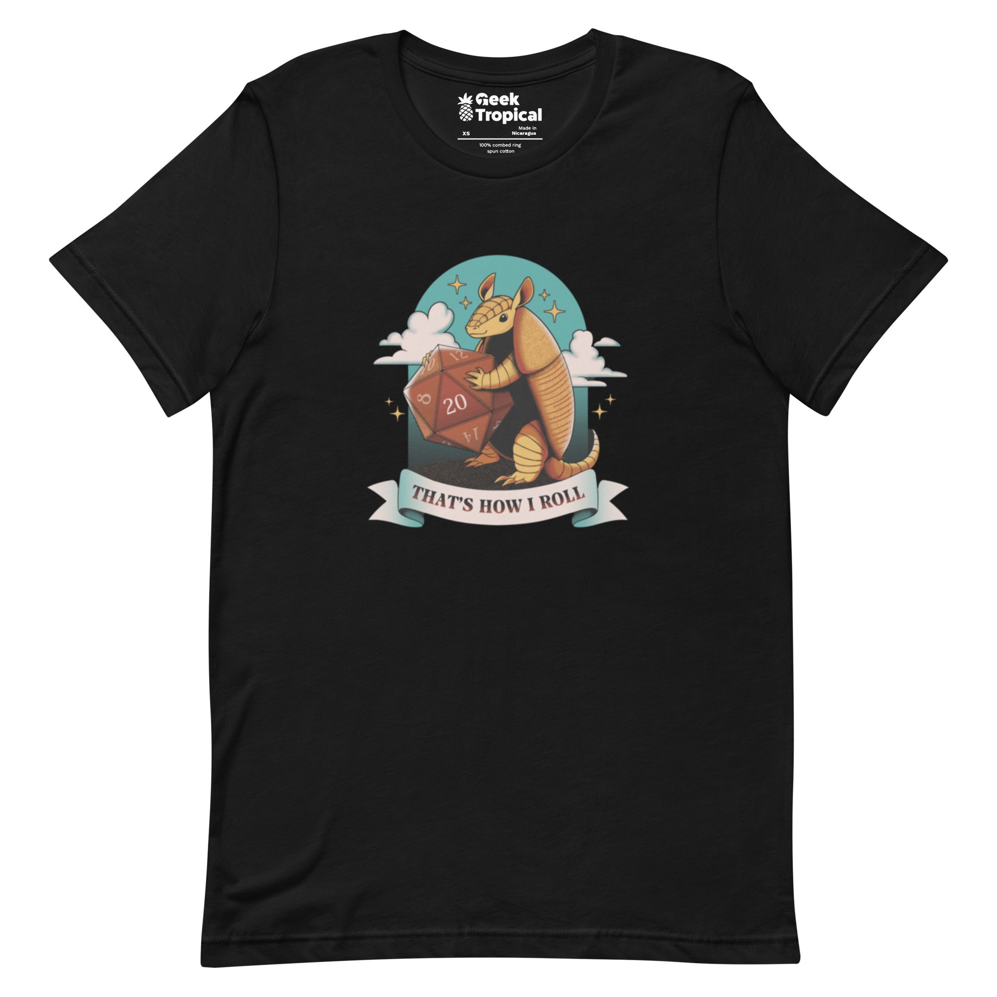 Armadillo Roll DND Dice T-Shirt Geek Nerd Animal Patterns board game print Design by Tobe Fonseca
