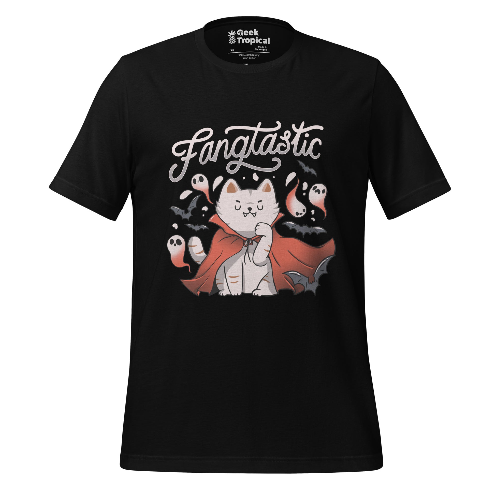 Fangtastic Vampire Cat T-Shirt Geek Nerd