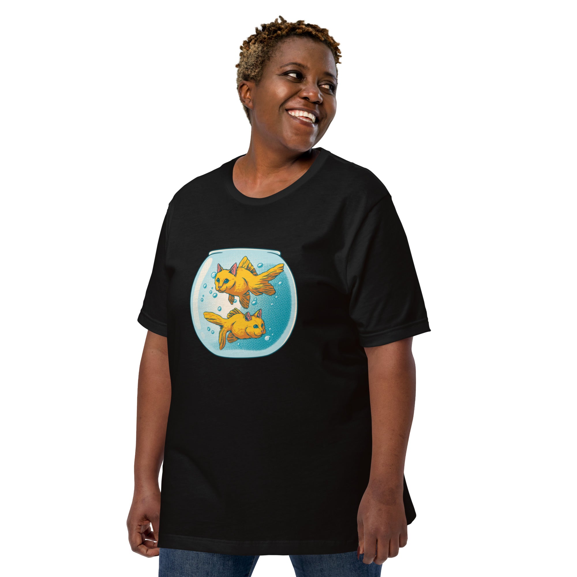 Cat Fish Bowl Funny T-Shirt Geek Nerd Animal Patterns Design by Tobe Fonseca FLOW DESC WRITING