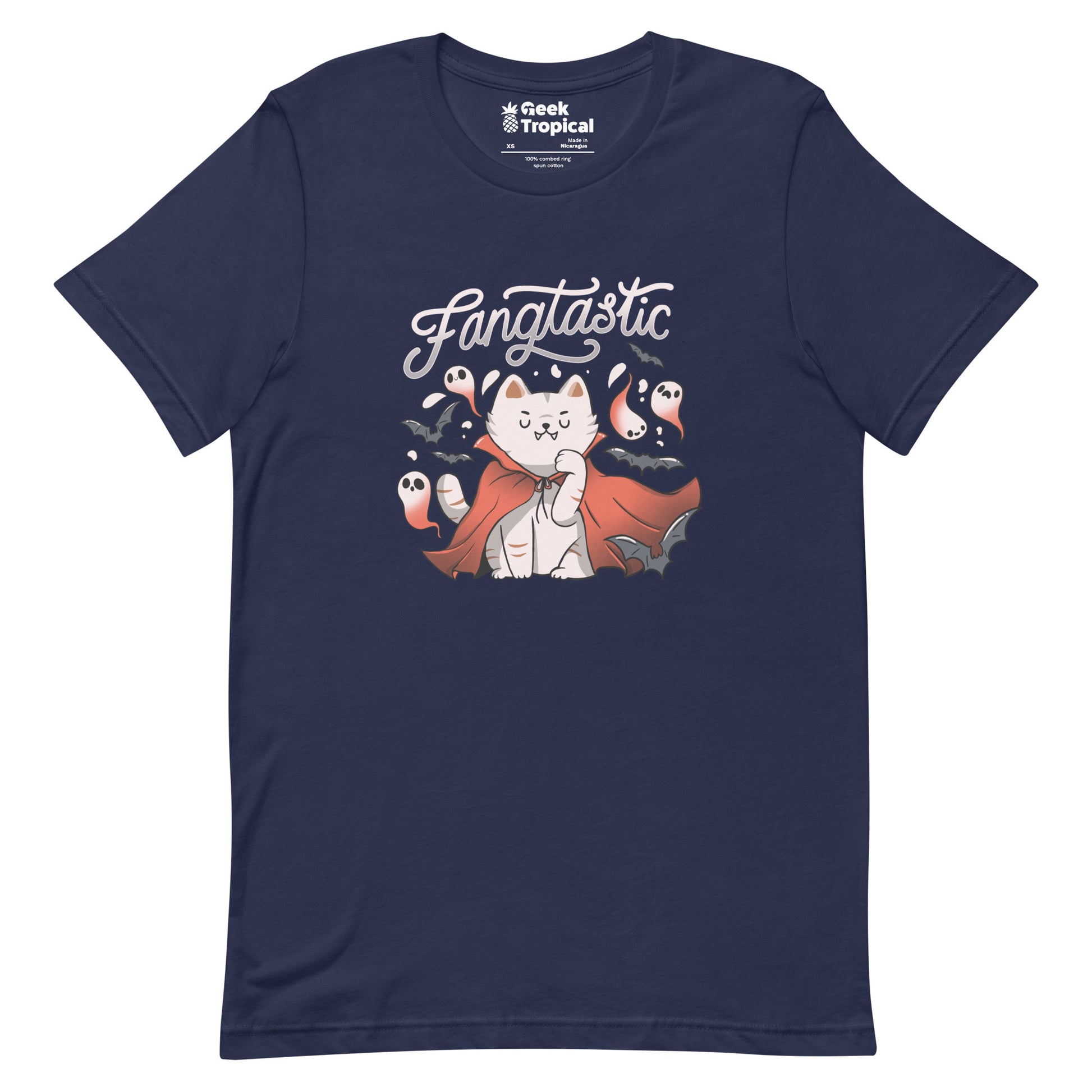 Fangtastic Vampire Cat T-Shirt Geek Nerd