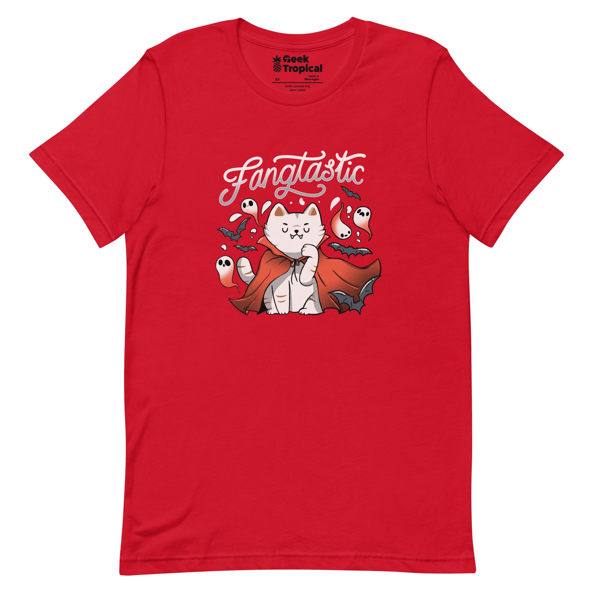 Fangtastic Vampire Cat T-Shirt Geek Nerd