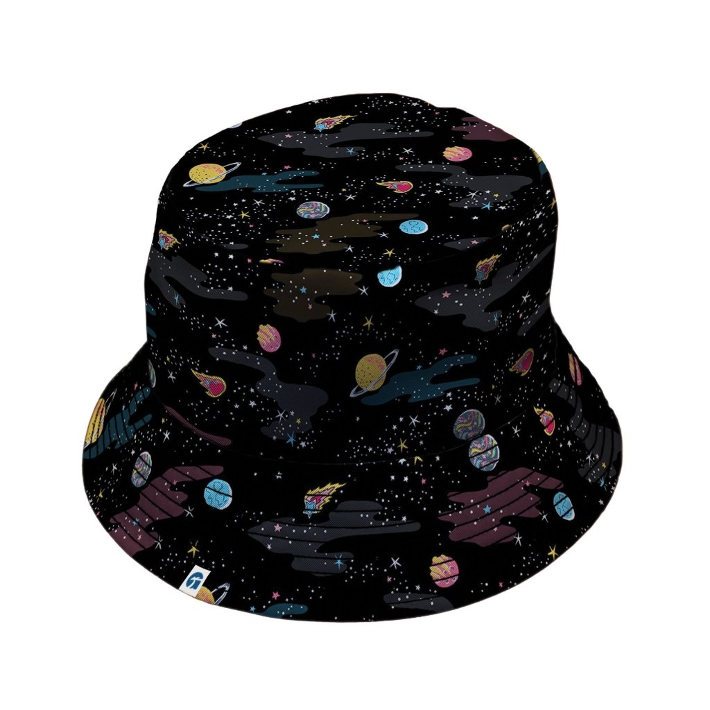 A Starry Galaxy Outer Space Bucket Hat - M - Grey Stitching - -