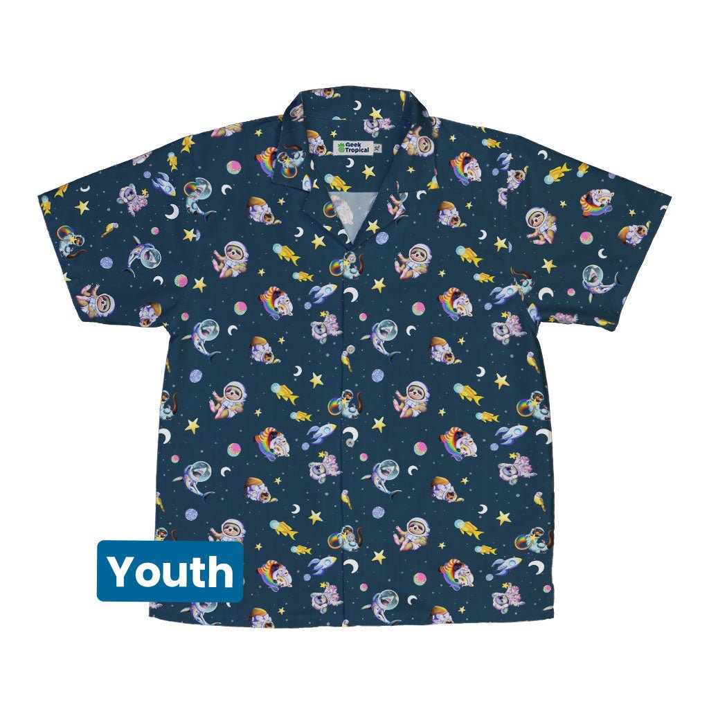 Animal Astronauts in Space Youth Hawaiian Shirt - YXS - -