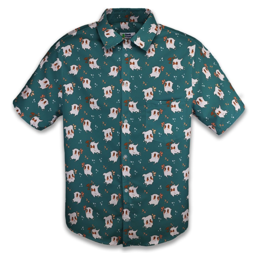 Anxious Ghost Green Button Up Shirt - S - Button Down Shirt - No Pocket -