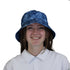 Blue Grey Hawaiian Space Bucket Hat - M - Black Stitching - -