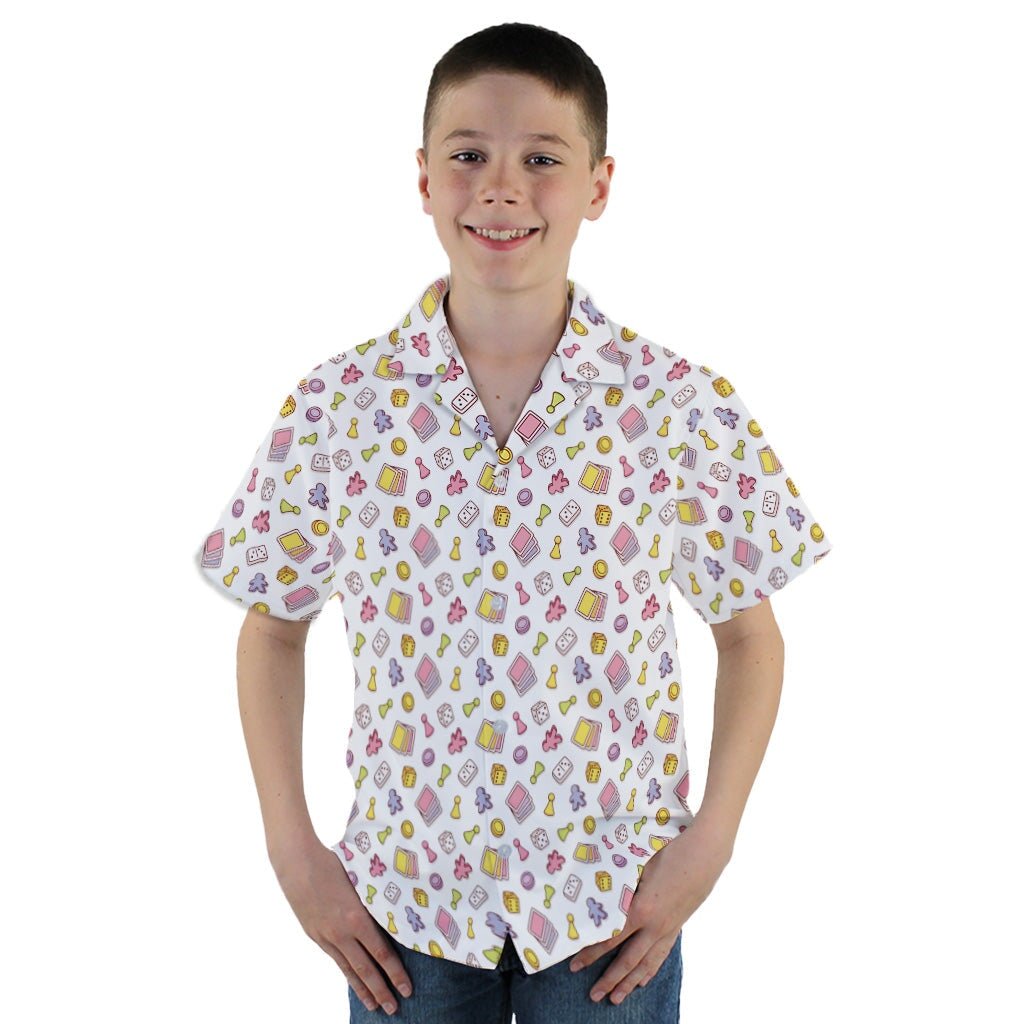 Board Game Objects Meeples White Youth Hawaiian Shirt - YM - -