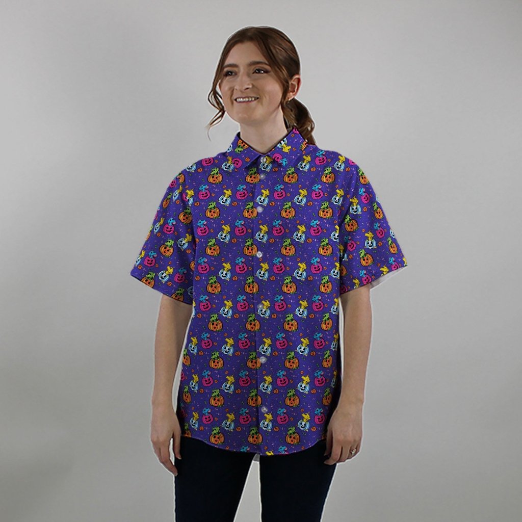 Candy Pumpkin Dragons Button Up Shirt - S - Hawaiian Shirt - No Pocket -