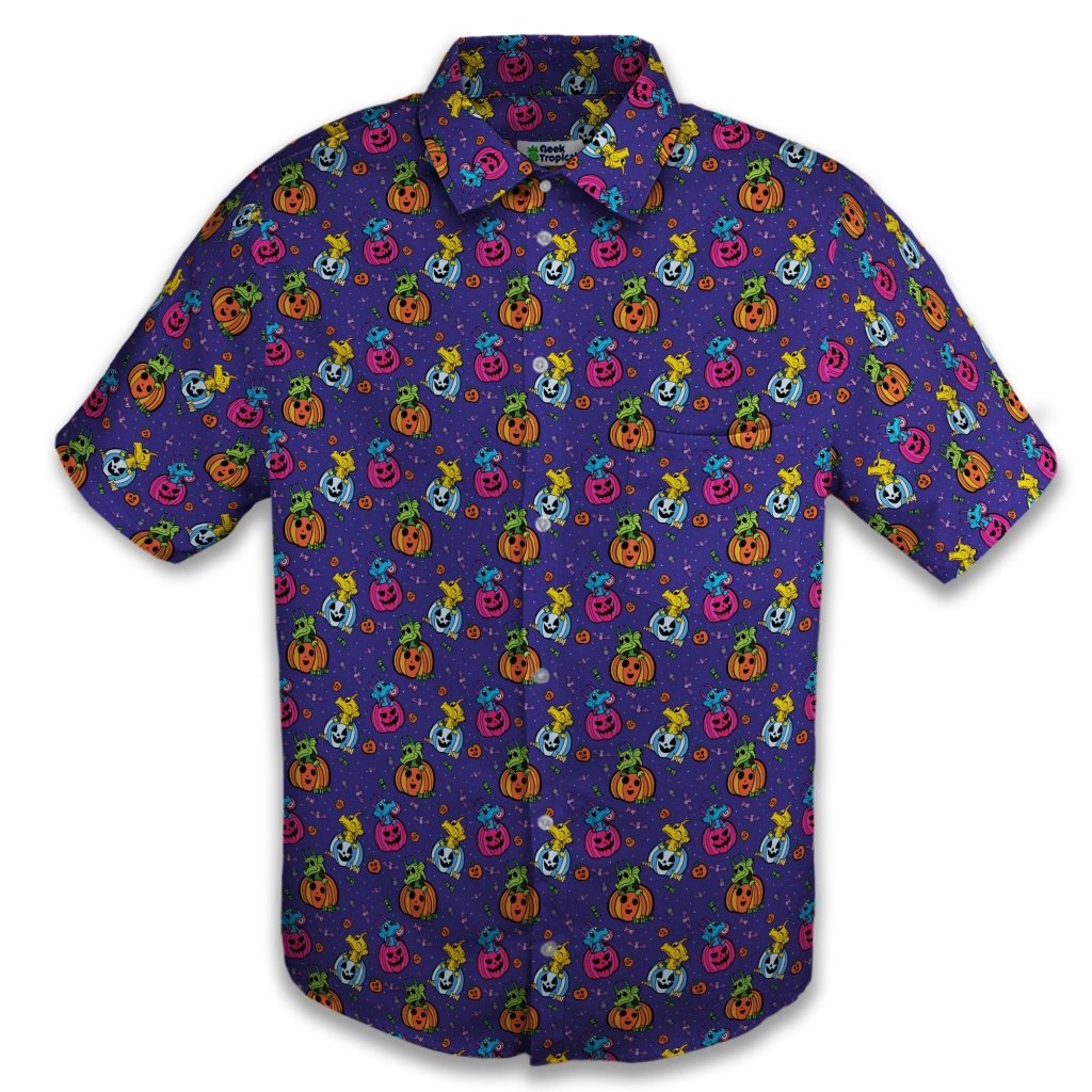 Candy Pumpkin Dragons Button Up Shirt - S - Button Down Shirt - No Pocket -