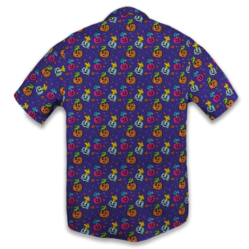 Candy Pumpkin Dragons Button Up Shirt - S - Hawaiian Shirt - No Pocket -