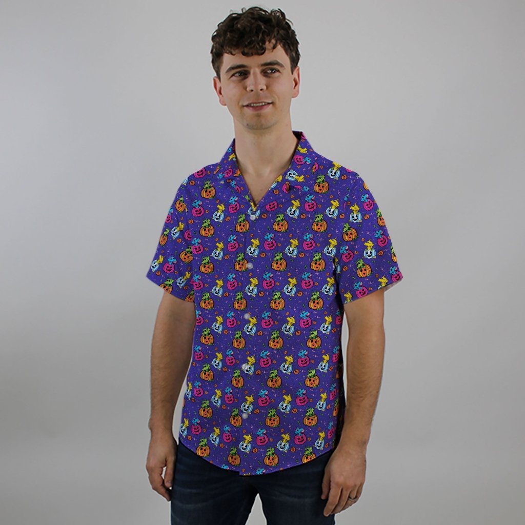 Candy Pumpkin Dragons Button Up Shirt - S - Hawaiian Shirt - No Pocket -