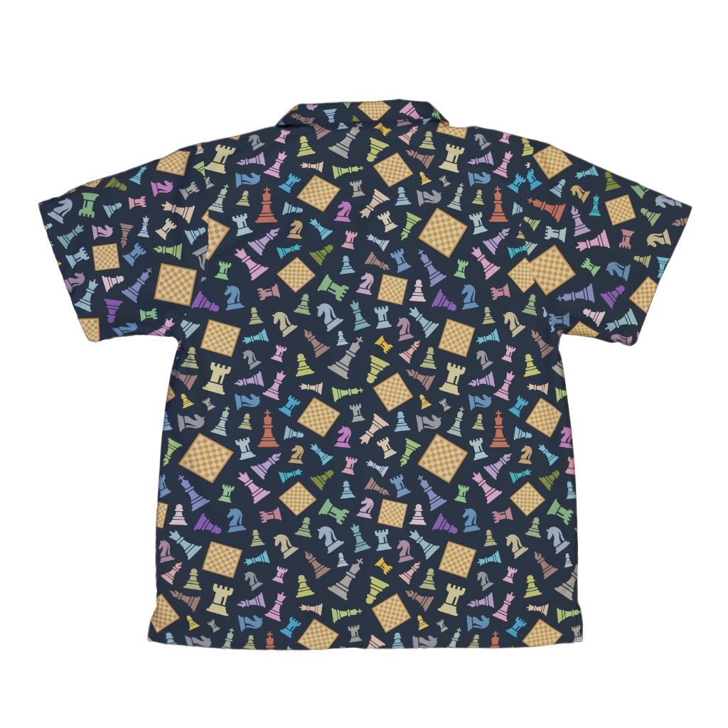 Chess Colorful Pieces Board Blue Youth Hawaiian Shirt - YXS - -