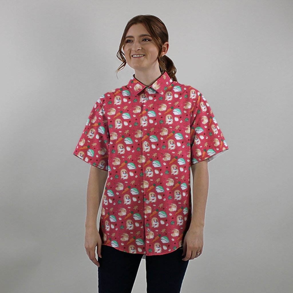Cinnamon Anime Bunnies Button Up Shirt - XS - Hawaiian Shirt - No Pocket -